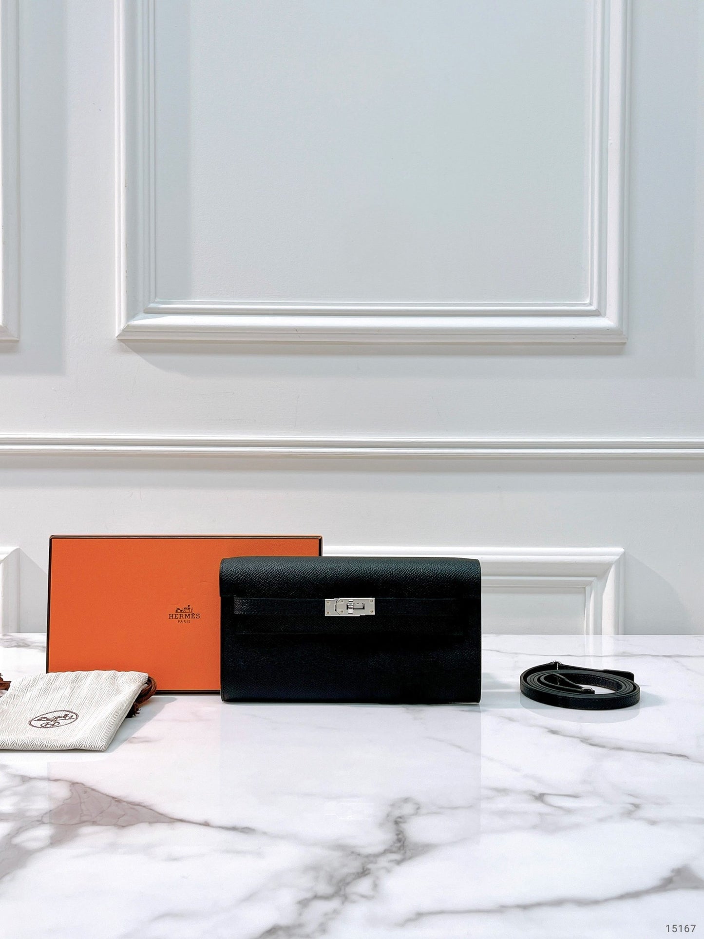 HERMES KELLY TO GO NOIR/SILVER