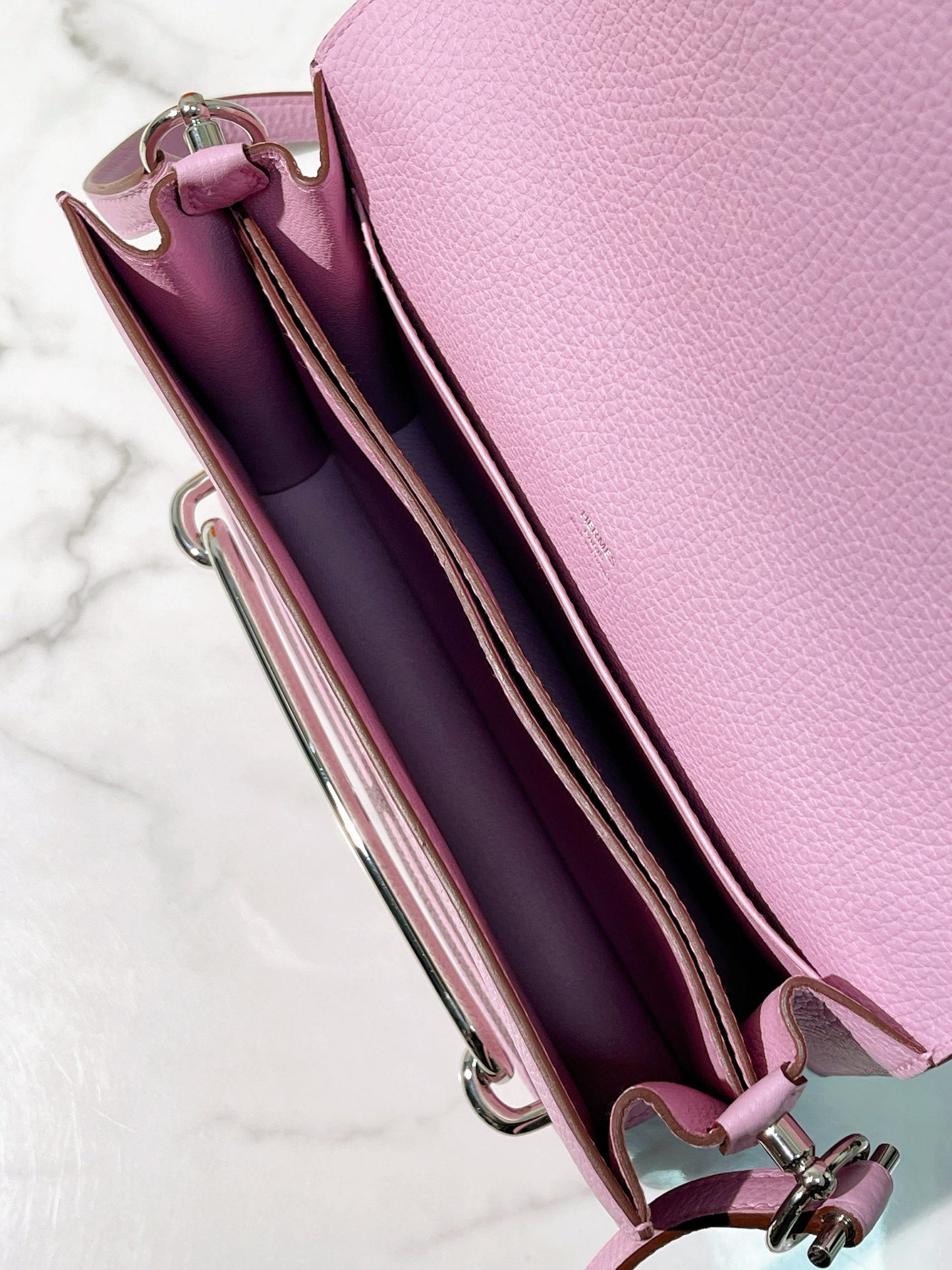 HERMES ROULIS 23, MAUVE SYLVESTRE/SILVER