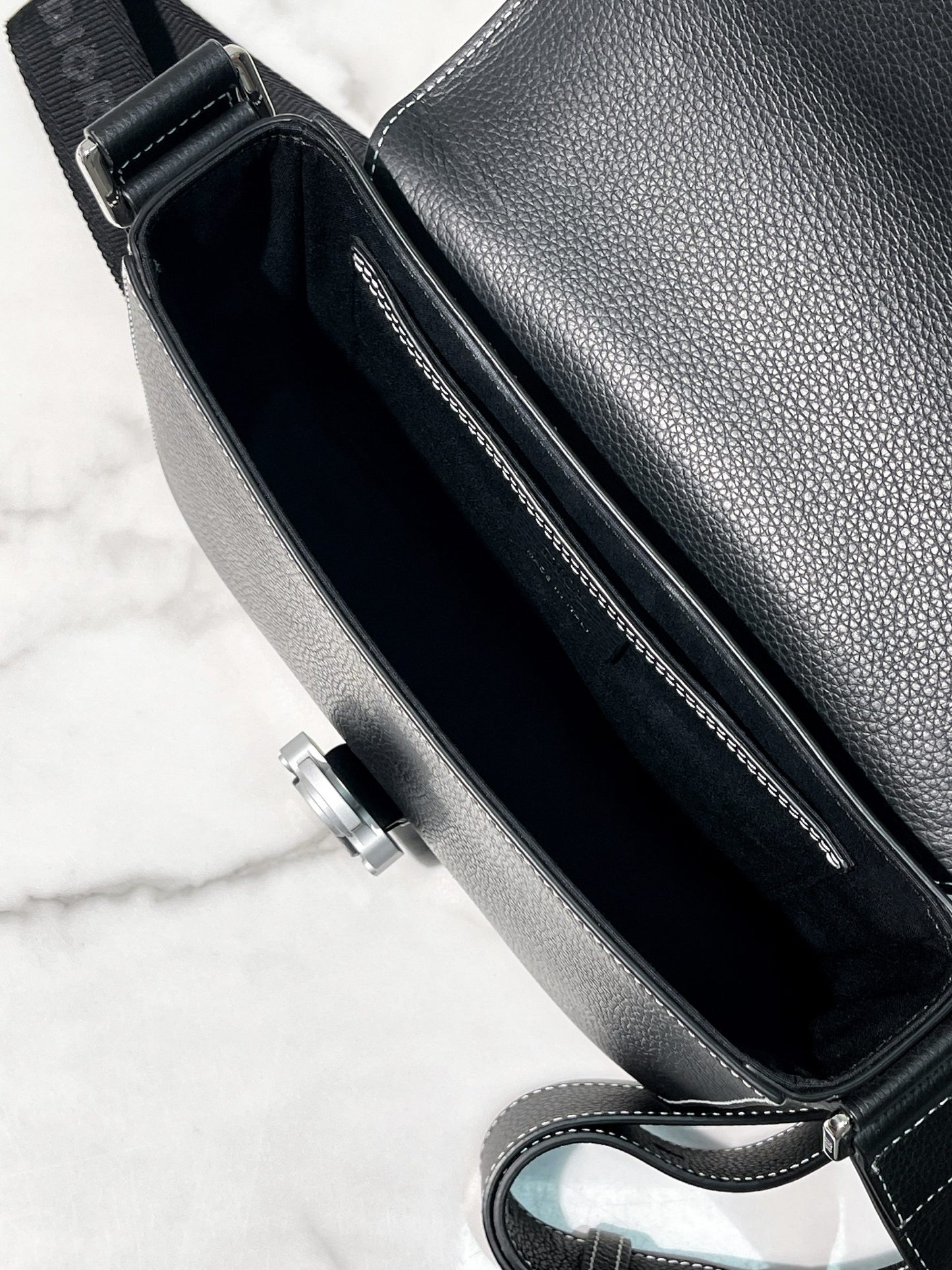 DIOR SADDLE MESSENGER BAG, BLACK/SILVER