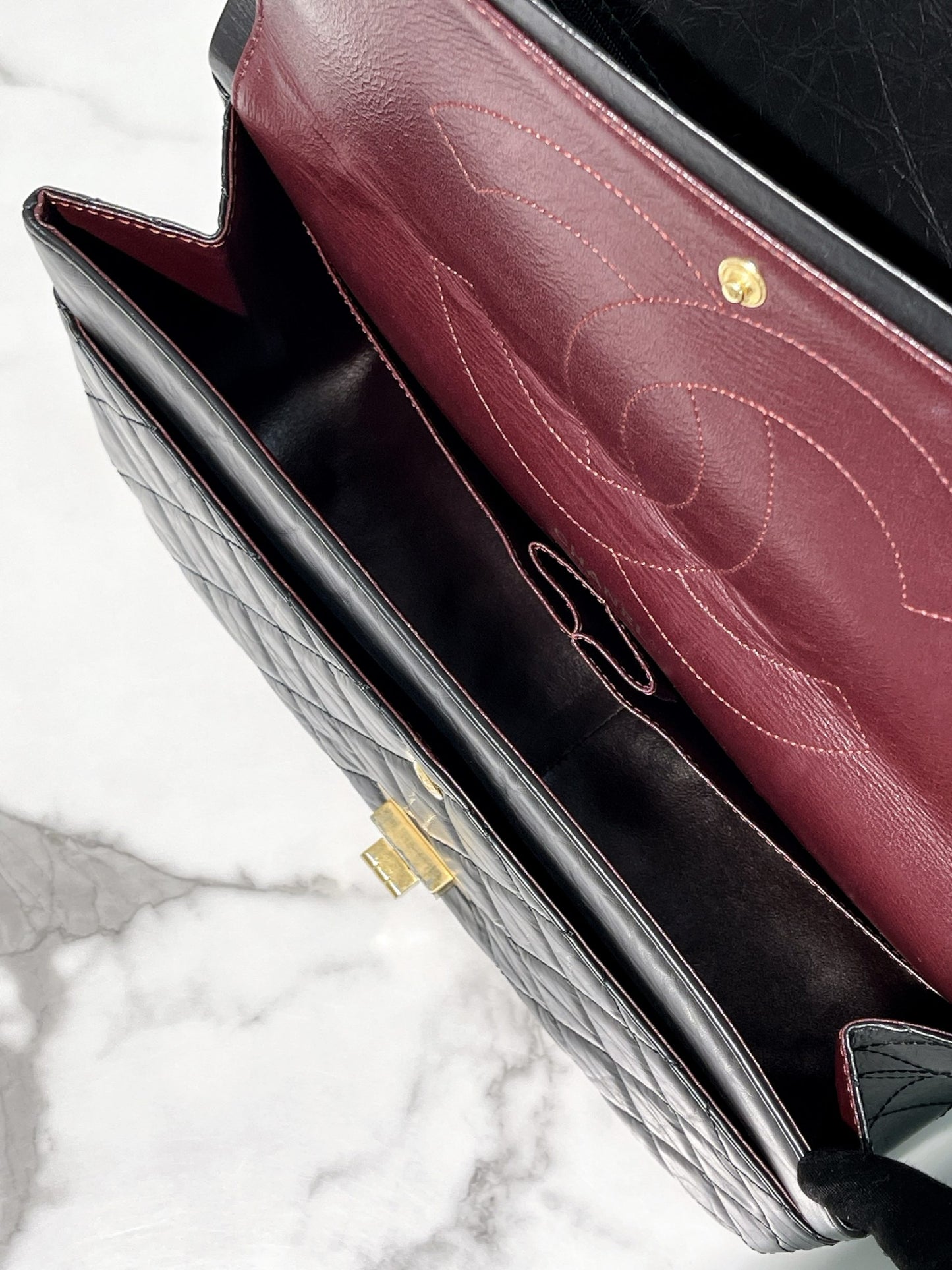 CHANEL MAXI 2.55 HANDBAG, Black/Gold