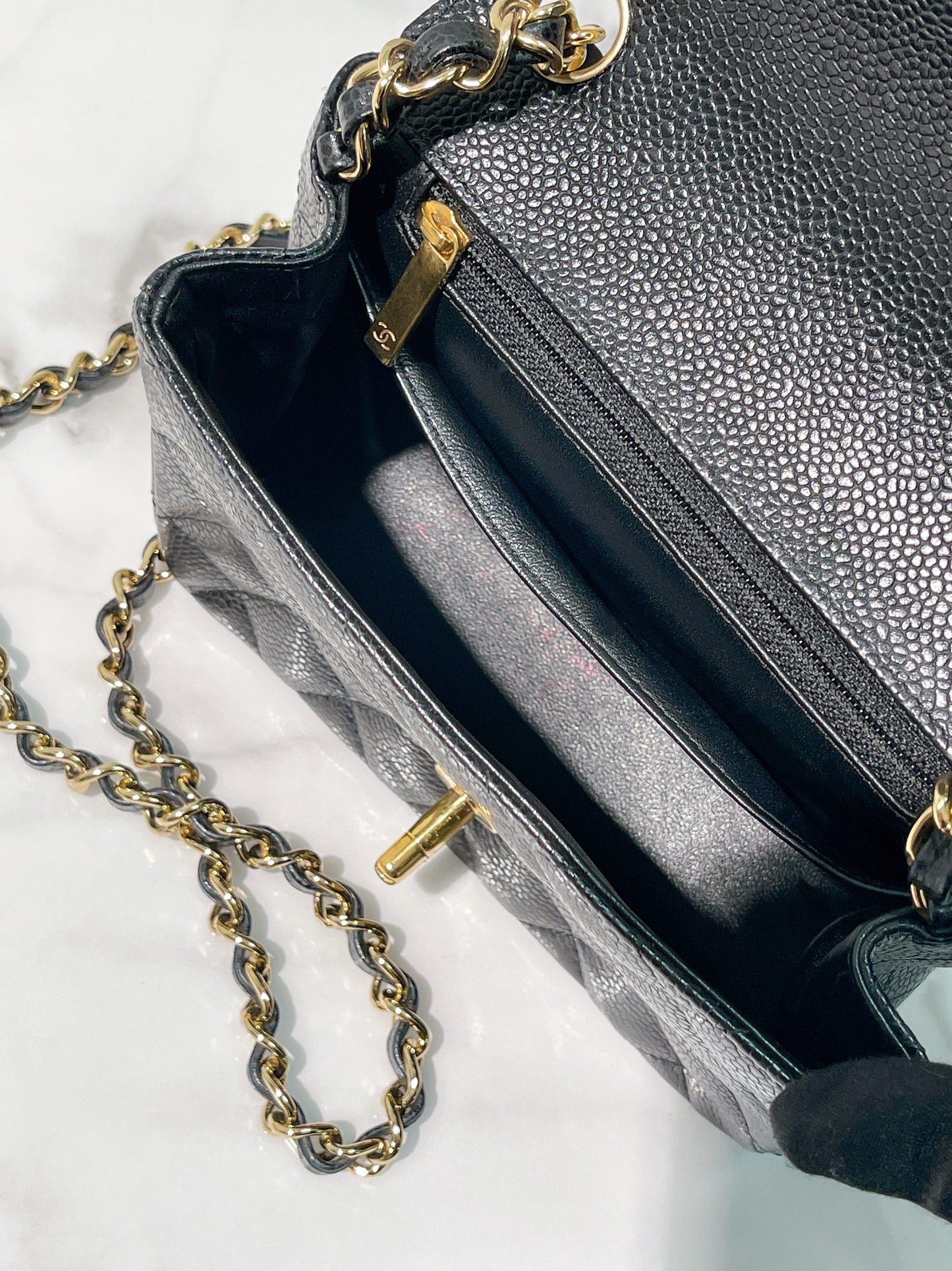 CHANEL MINI SQUARE, Black/Gold