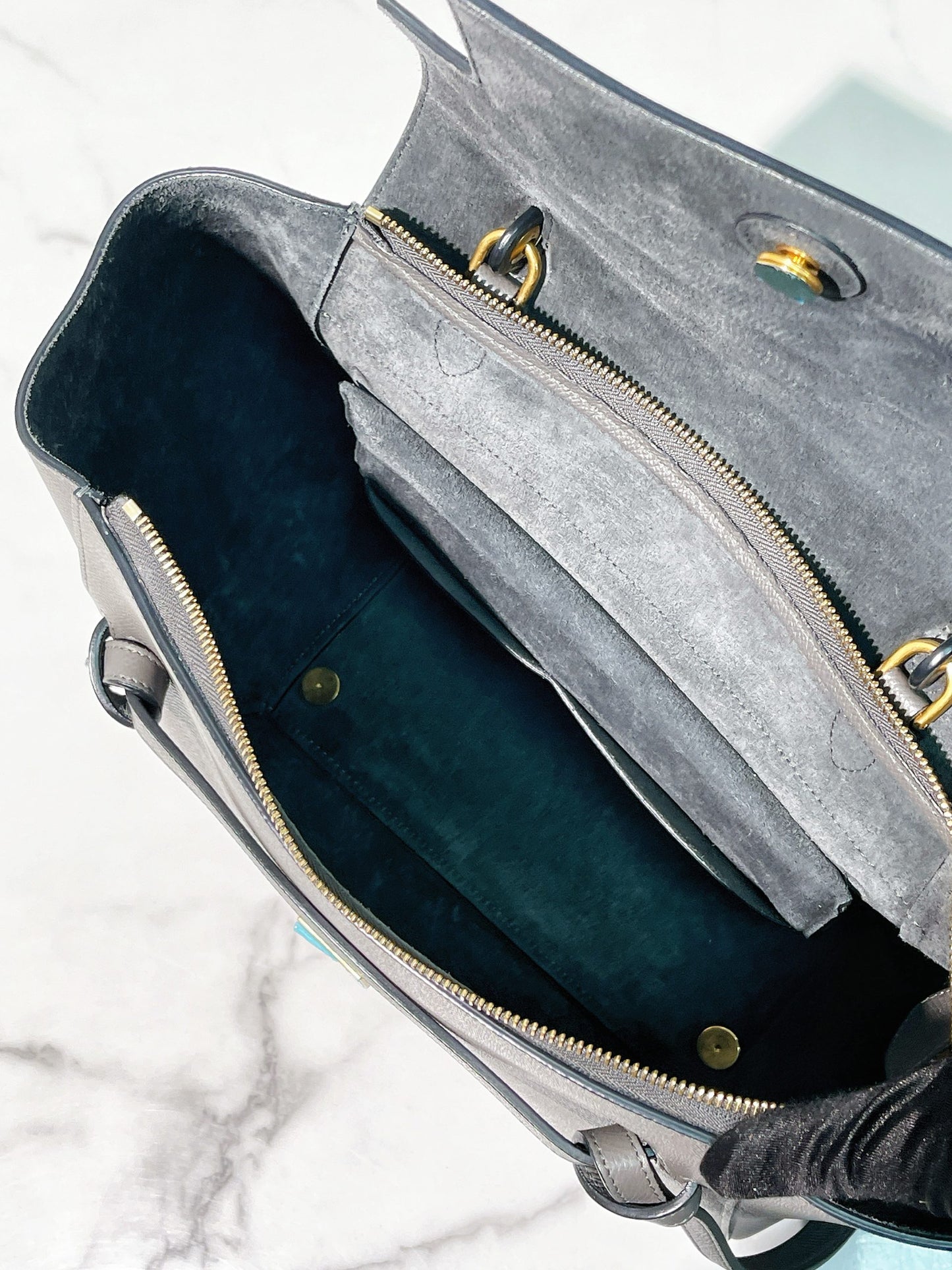 CELINE MINI BELT BAG, Gray/Gold