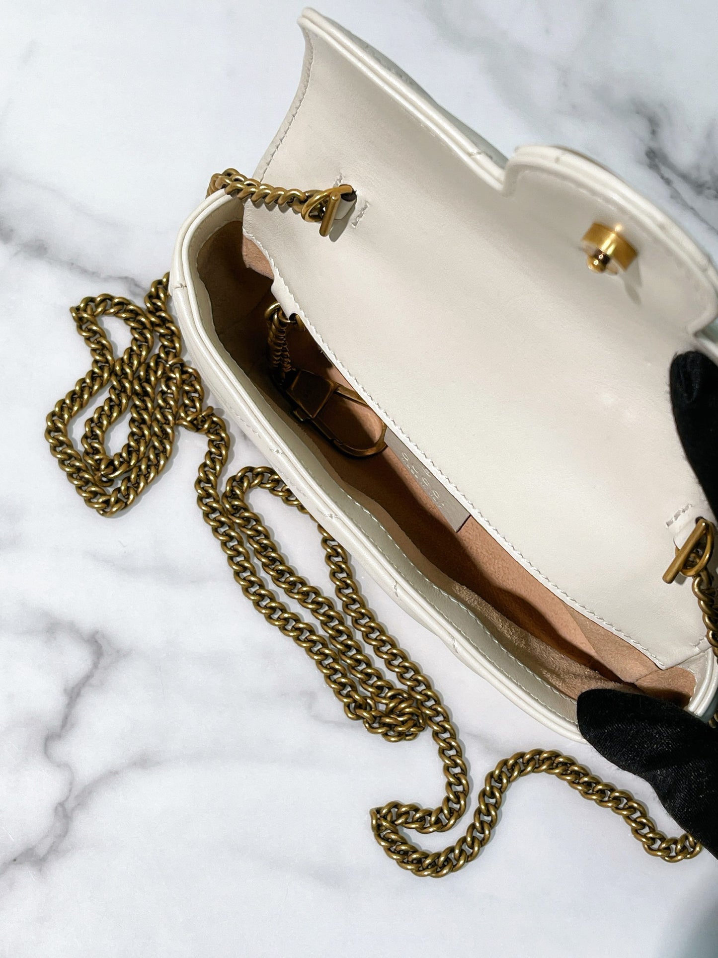 GUCCI SUPERMINI MARMONT, White/Gold