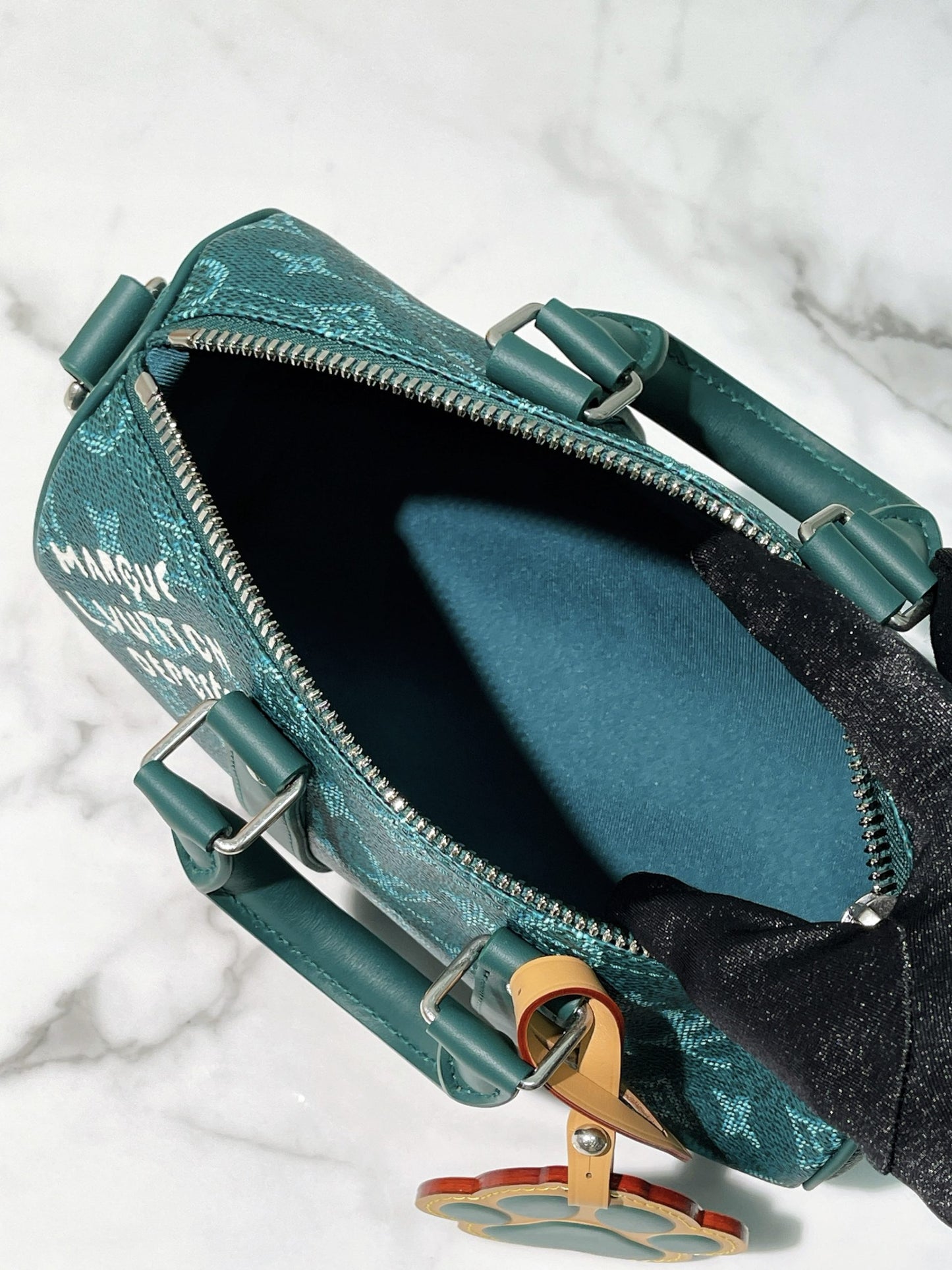 LV KEEPALL 25, Vert/Gold