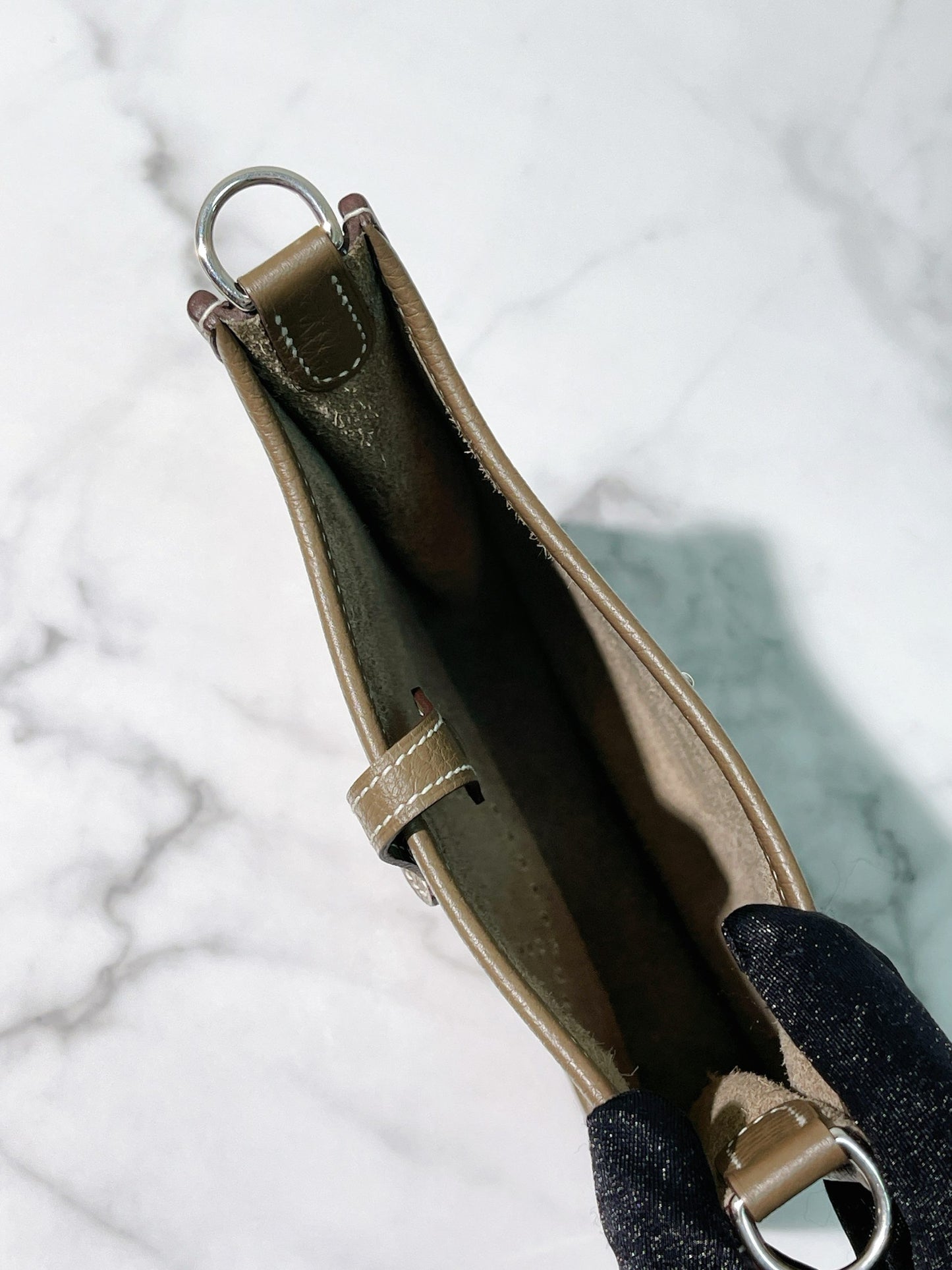 HERMES MINI EVELYNE, Etoupe/Silver