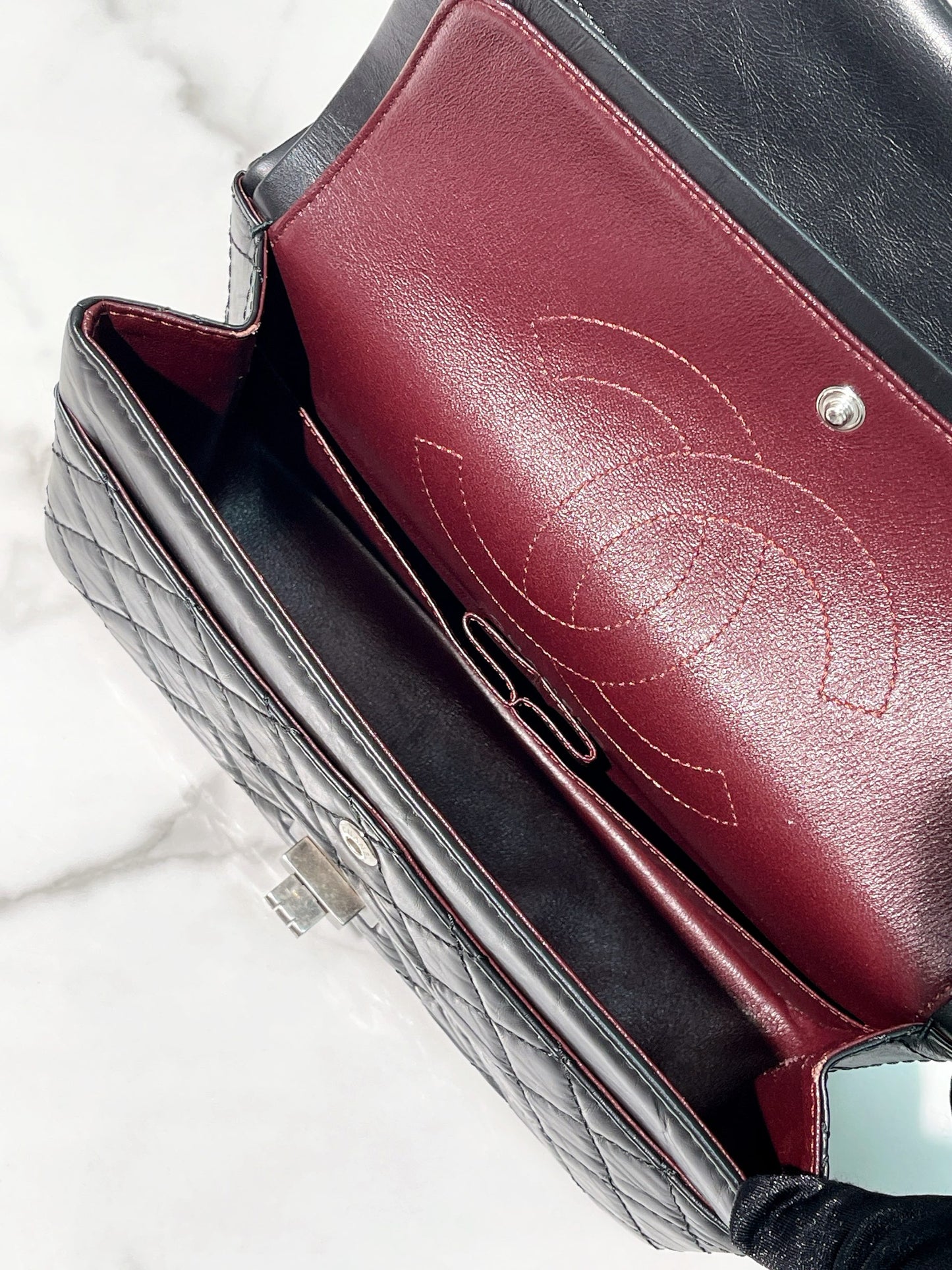 CHANEL SMALL 2.55, Black/Silver