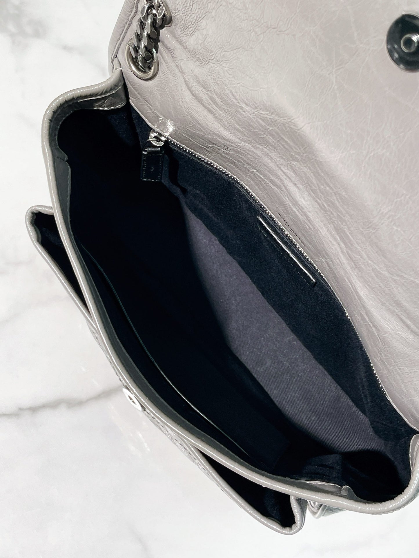 YSL MEDIUM NIKI, Grey/Silver