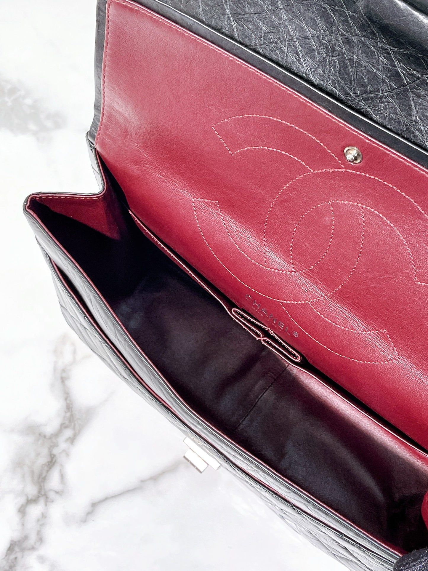 CHANEL 2.55 LARGE, Black/Silver