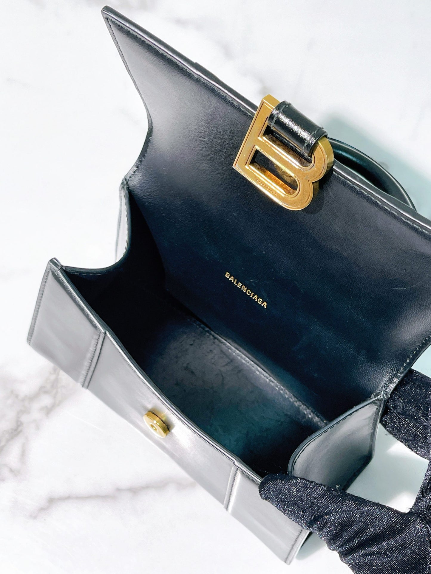BALENCIAGA HOURGLASS XS, Black/Gold