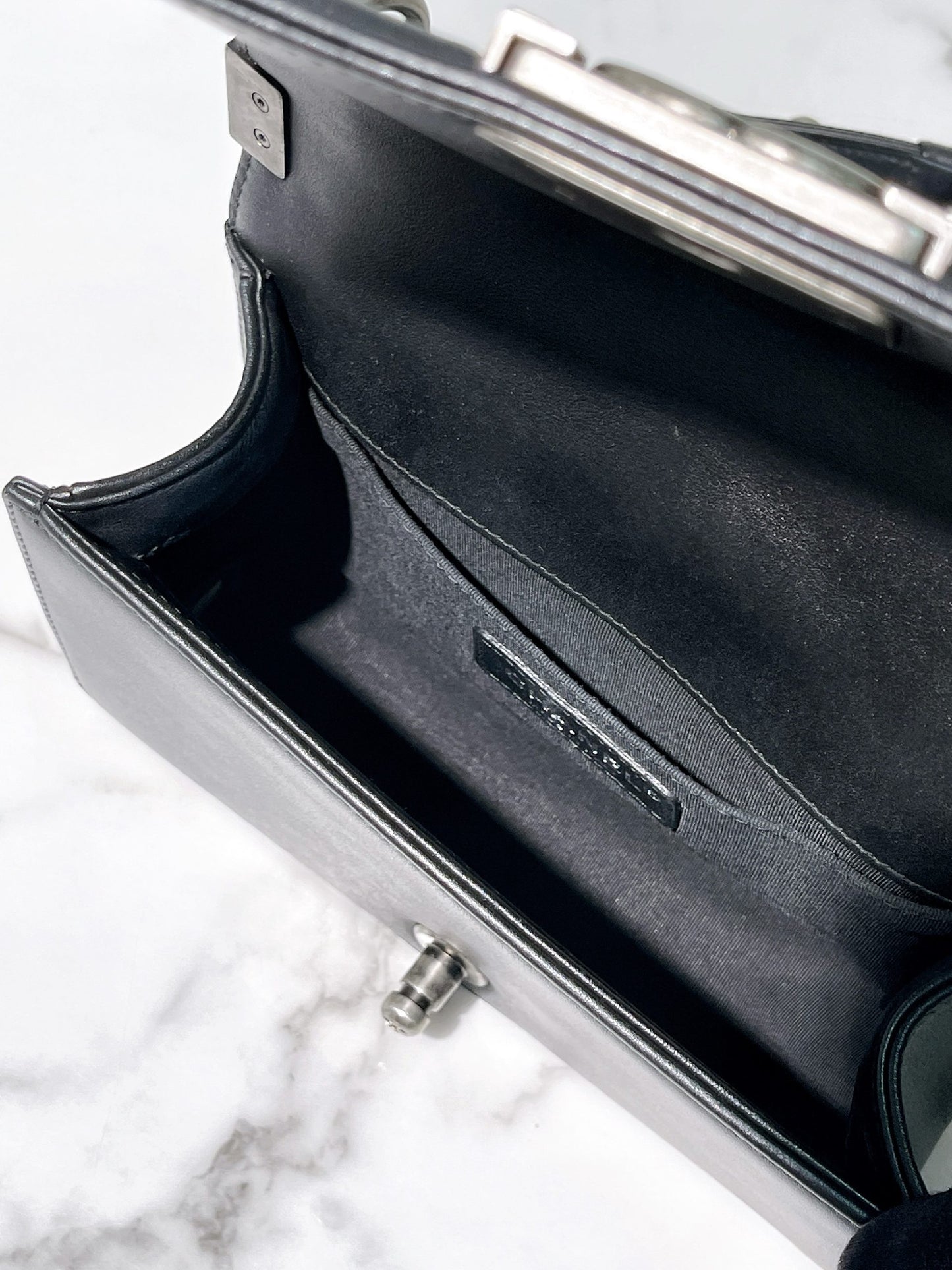 CHANEL SMALL LEBOY, Black/Silver