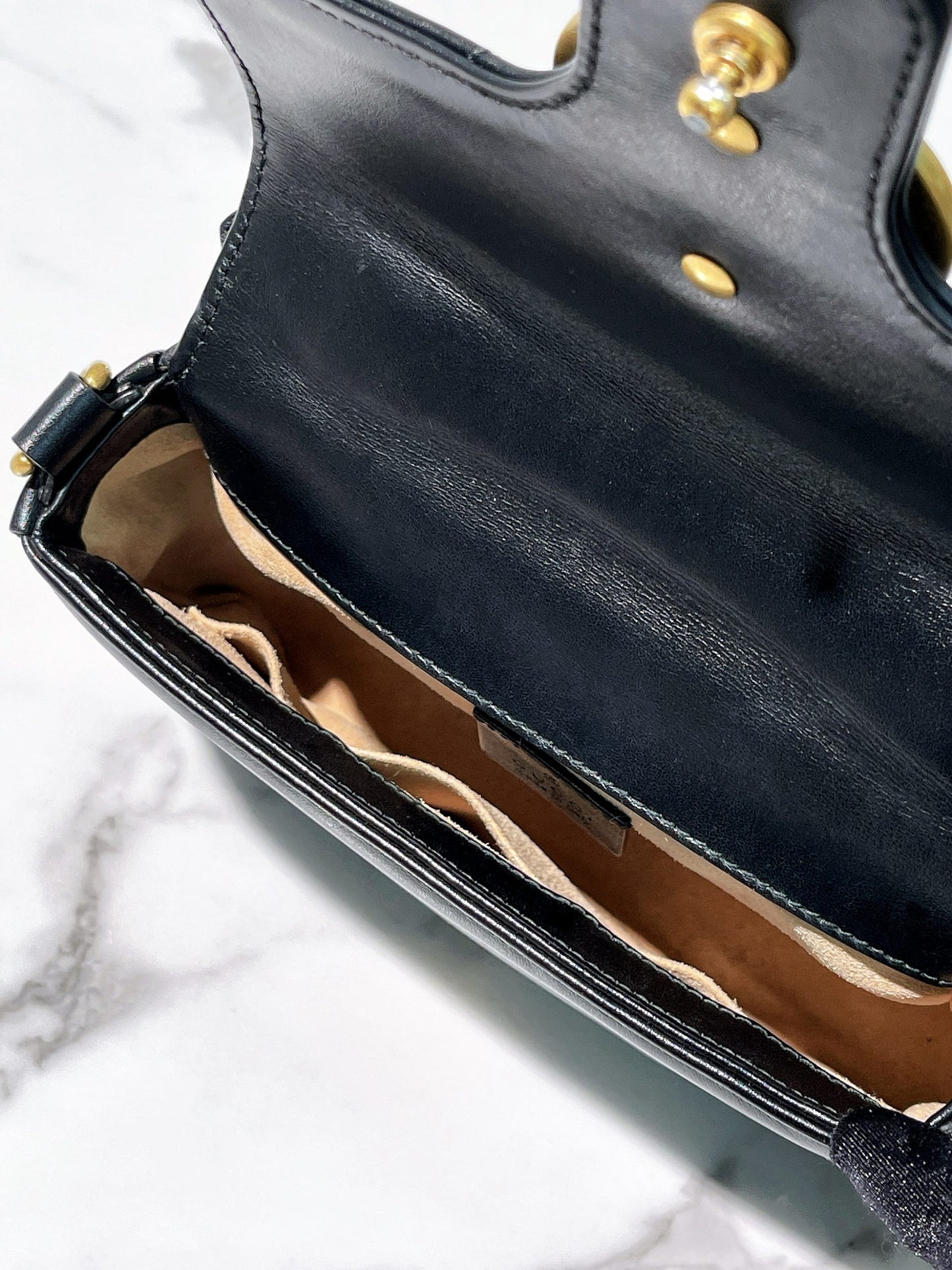 GUCCI MARMONT TOP HANDLE BAG, Black/Gold