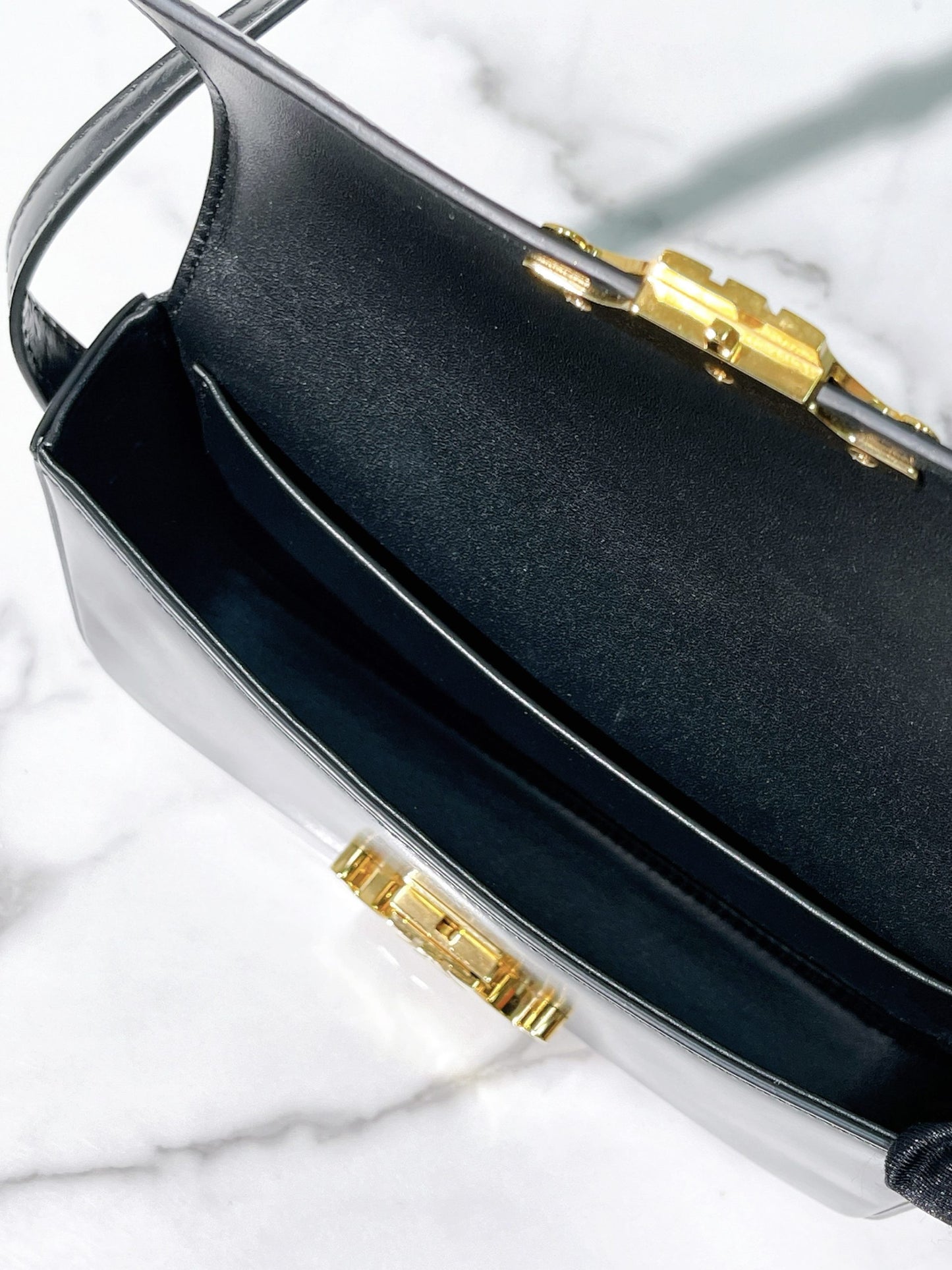 CELINE CLAUDE SHOULDER BAG, Black/Gold