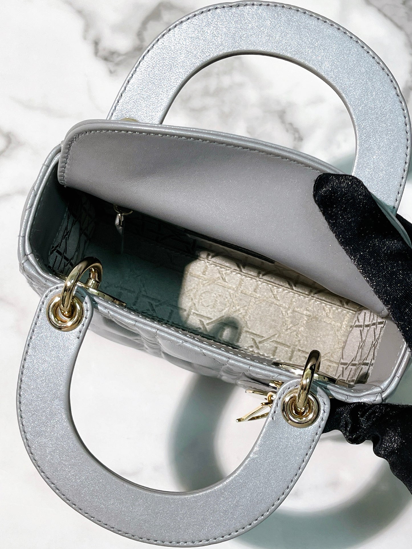 DIOR MINI LADY DIOR, Grey/Gold