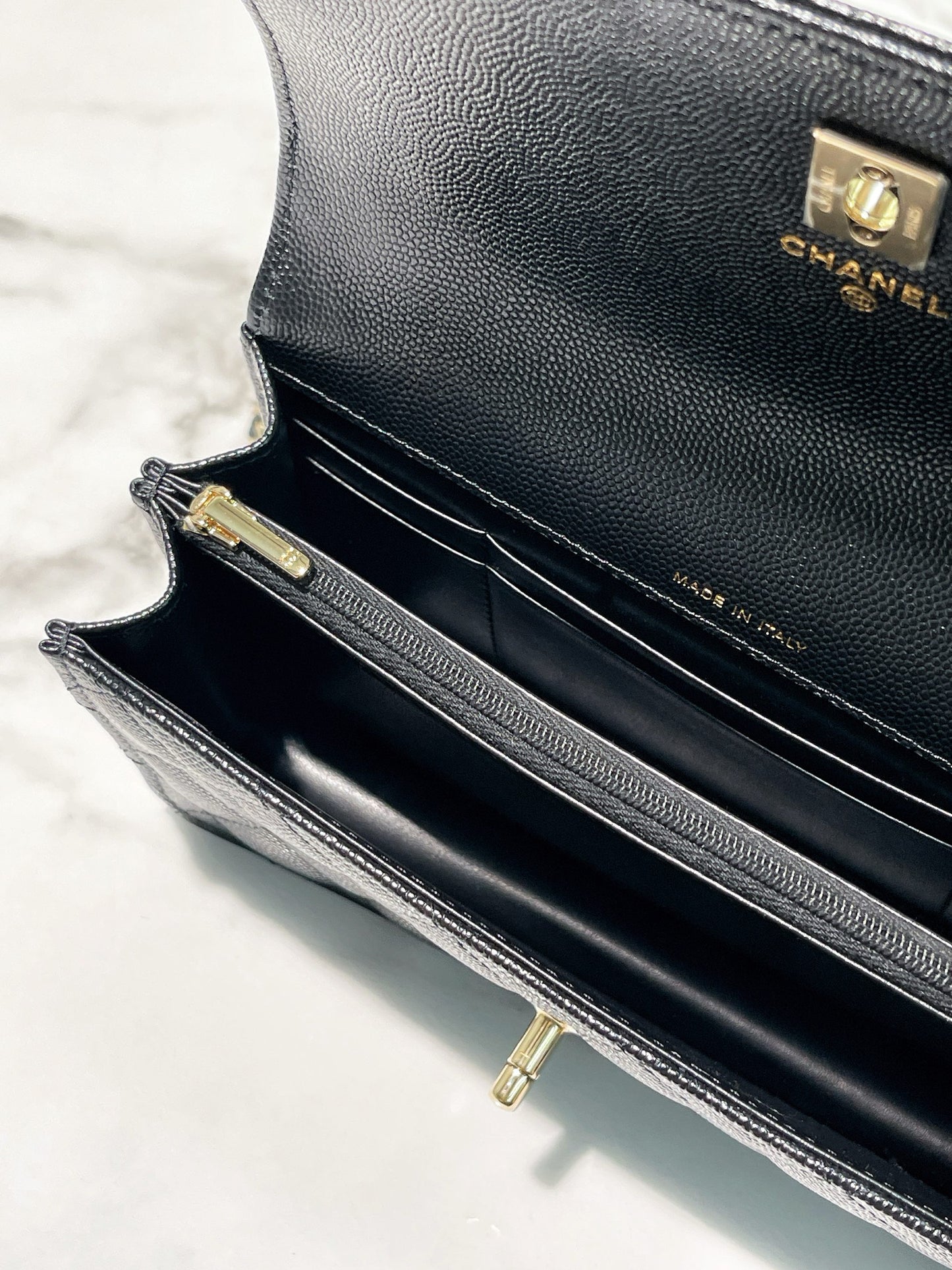 CHANEL 25C TOP HANDLE MINI CLUTCH, Black/Gold