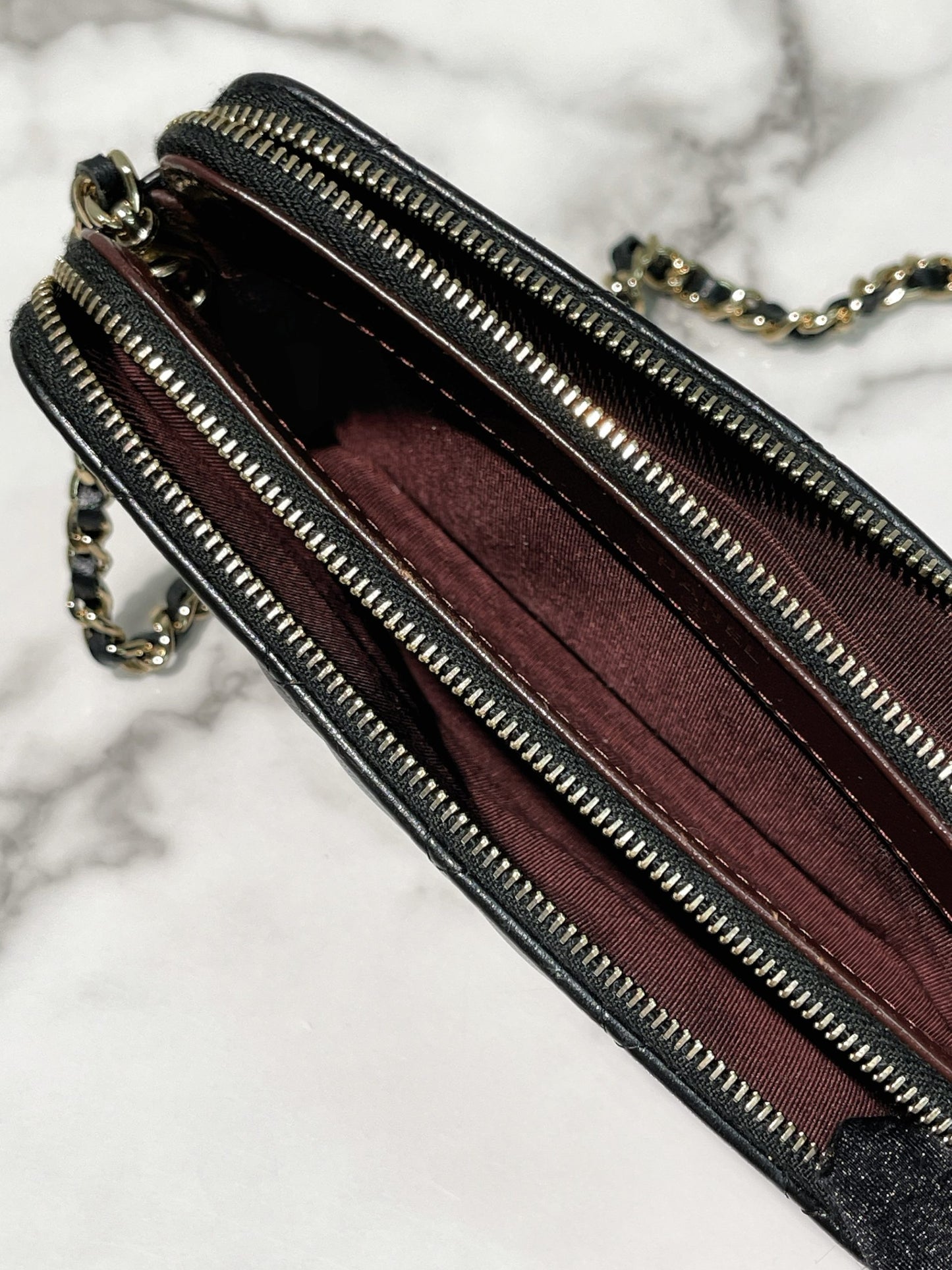 CHANEL DOUBLE ZIP BAG, Black/Gold