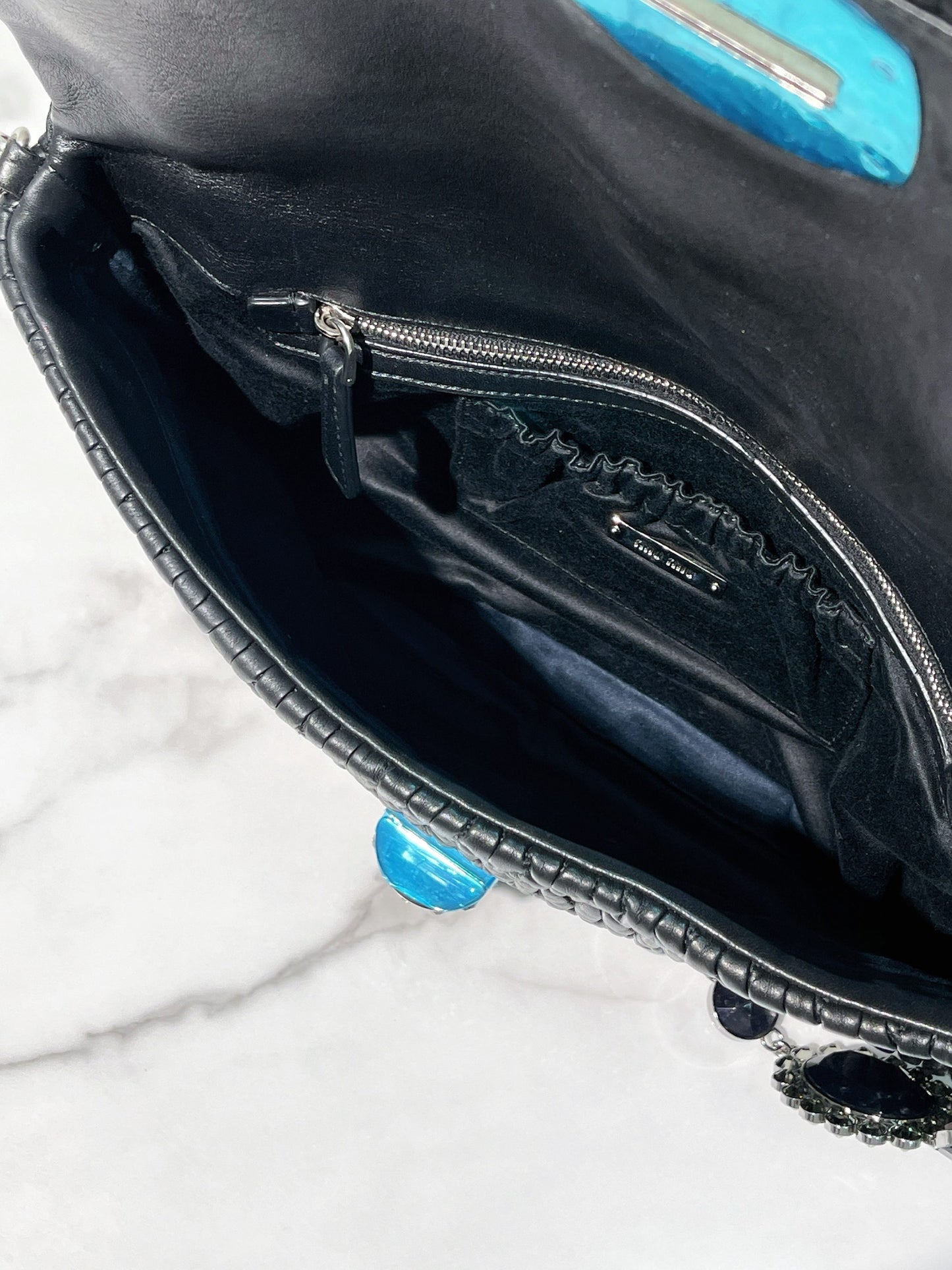 MIUMIU ICONIC CRYSTAL BAG, Black/Silver