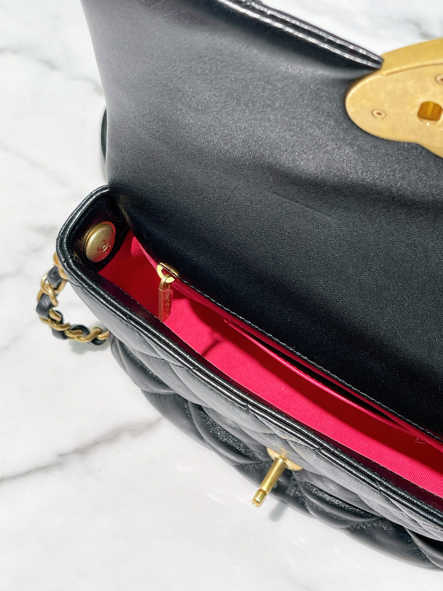 CHANEL 23S MINI FLAP, Black/Gold