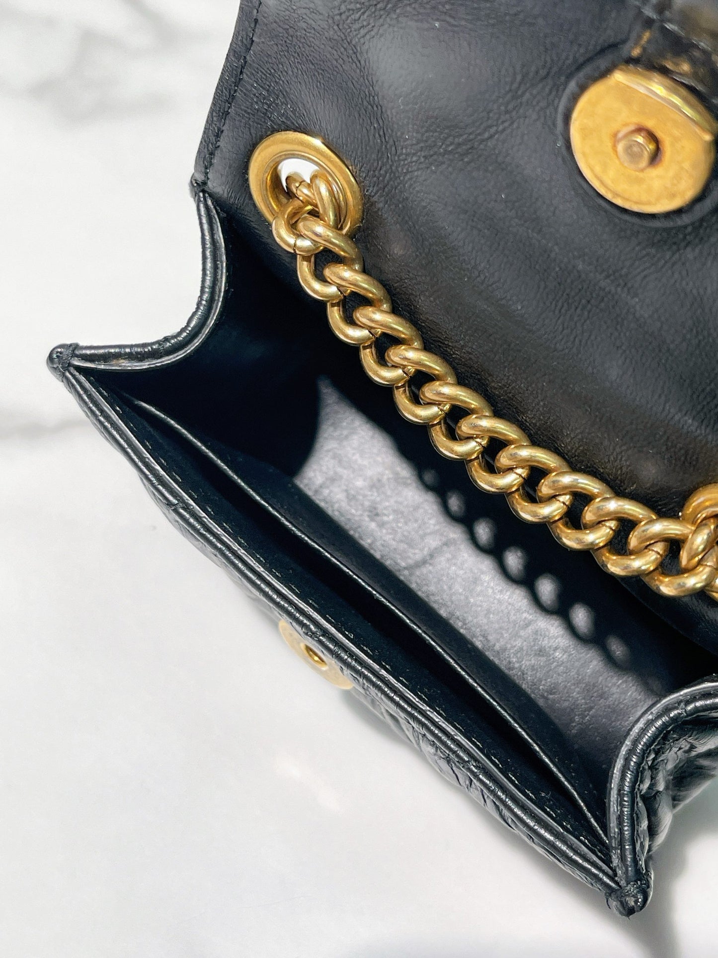 BALENCIAGA MINI CRUSH, Black/Gold