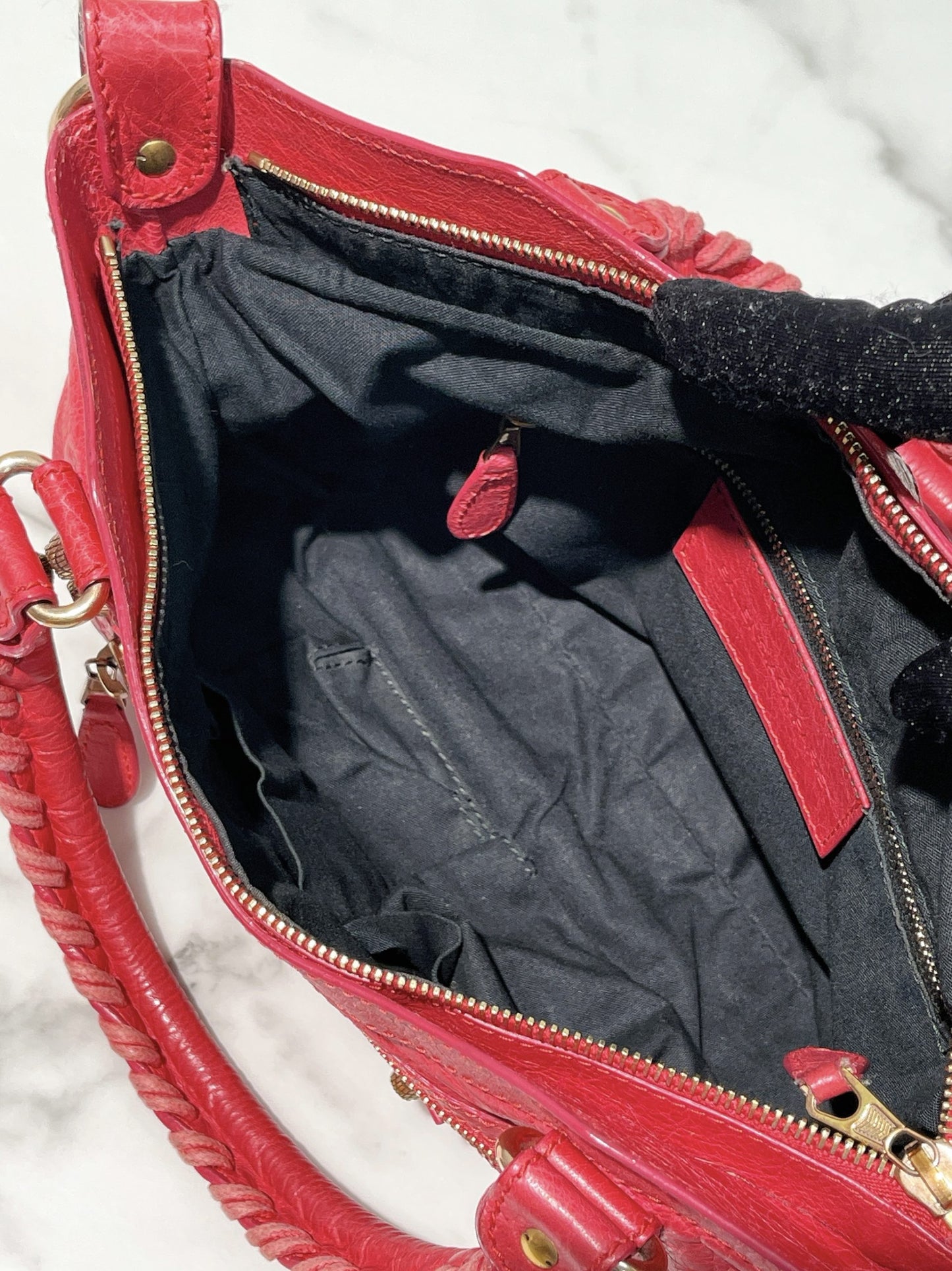 BALENCIAGA CITY BAG, Red/Gold