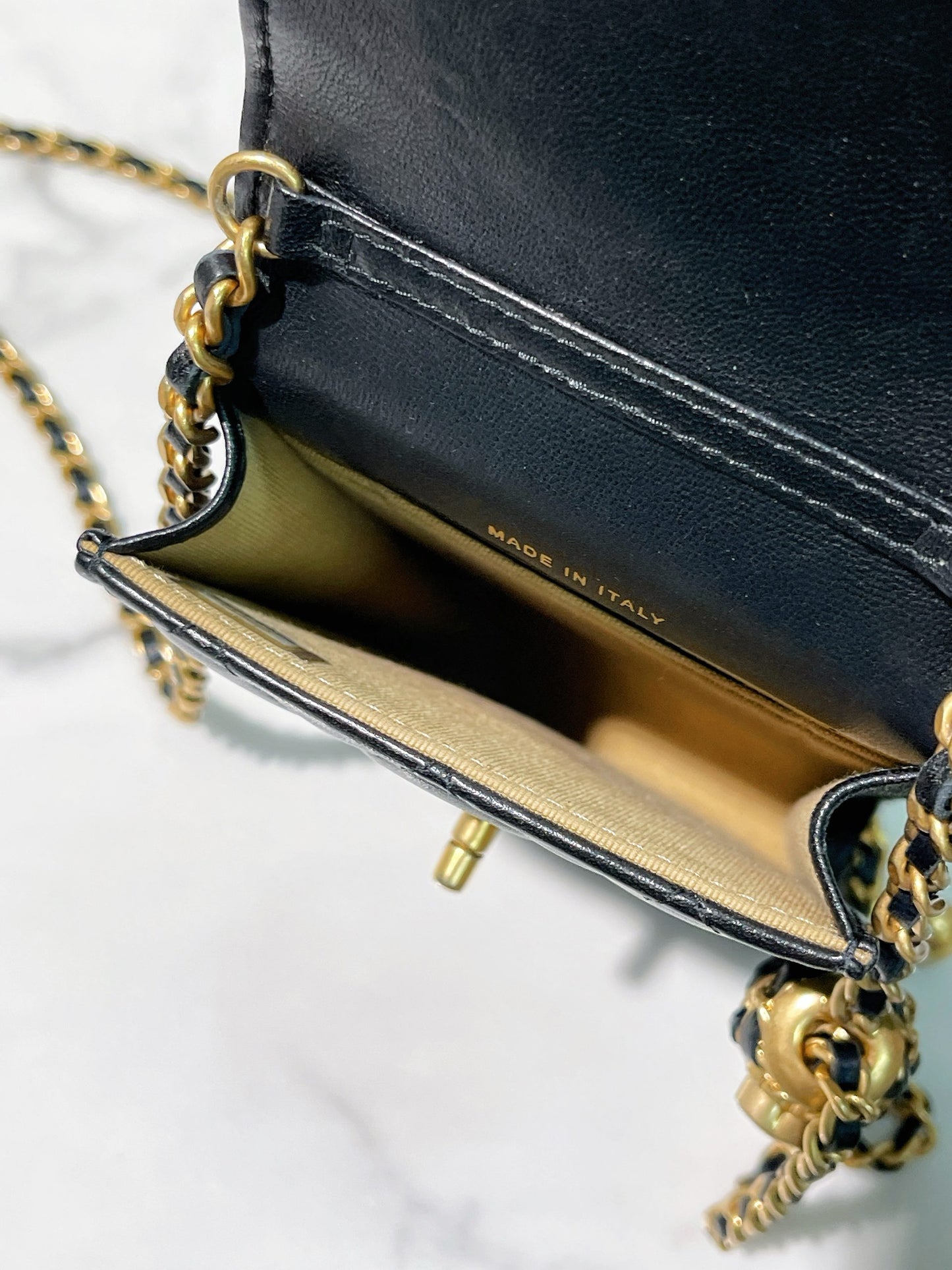 CHANEL PHONE BAG, Black/Gold