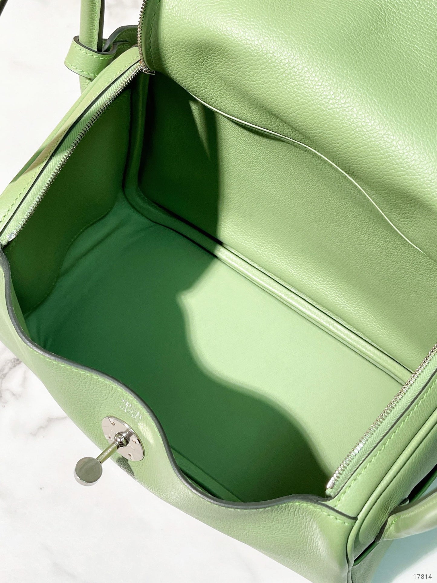 HERMES LINDY 26, Vert Criquet/Silver