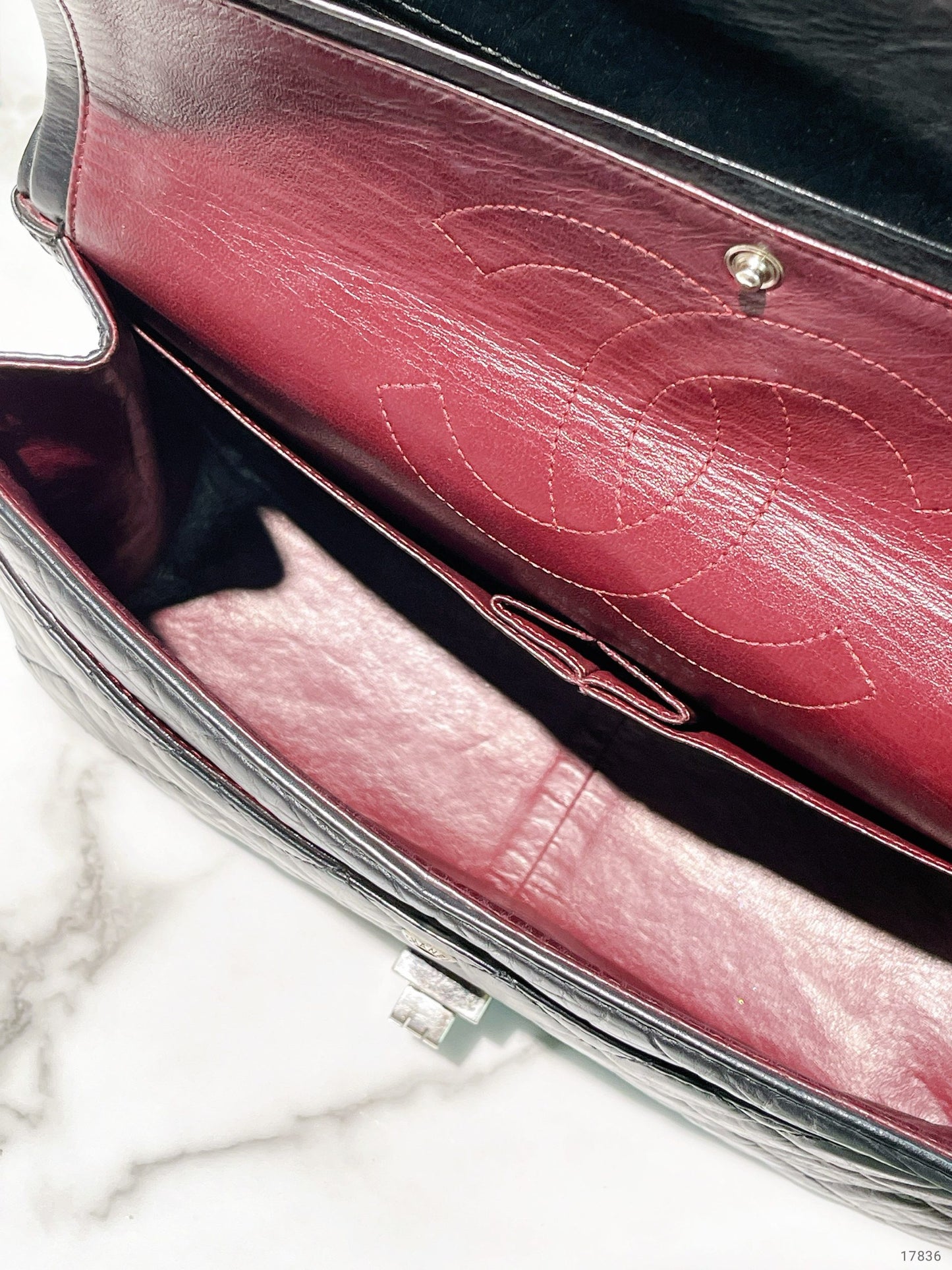 CHANEL LARGE 2.55 HANDBAG, Black/Silver