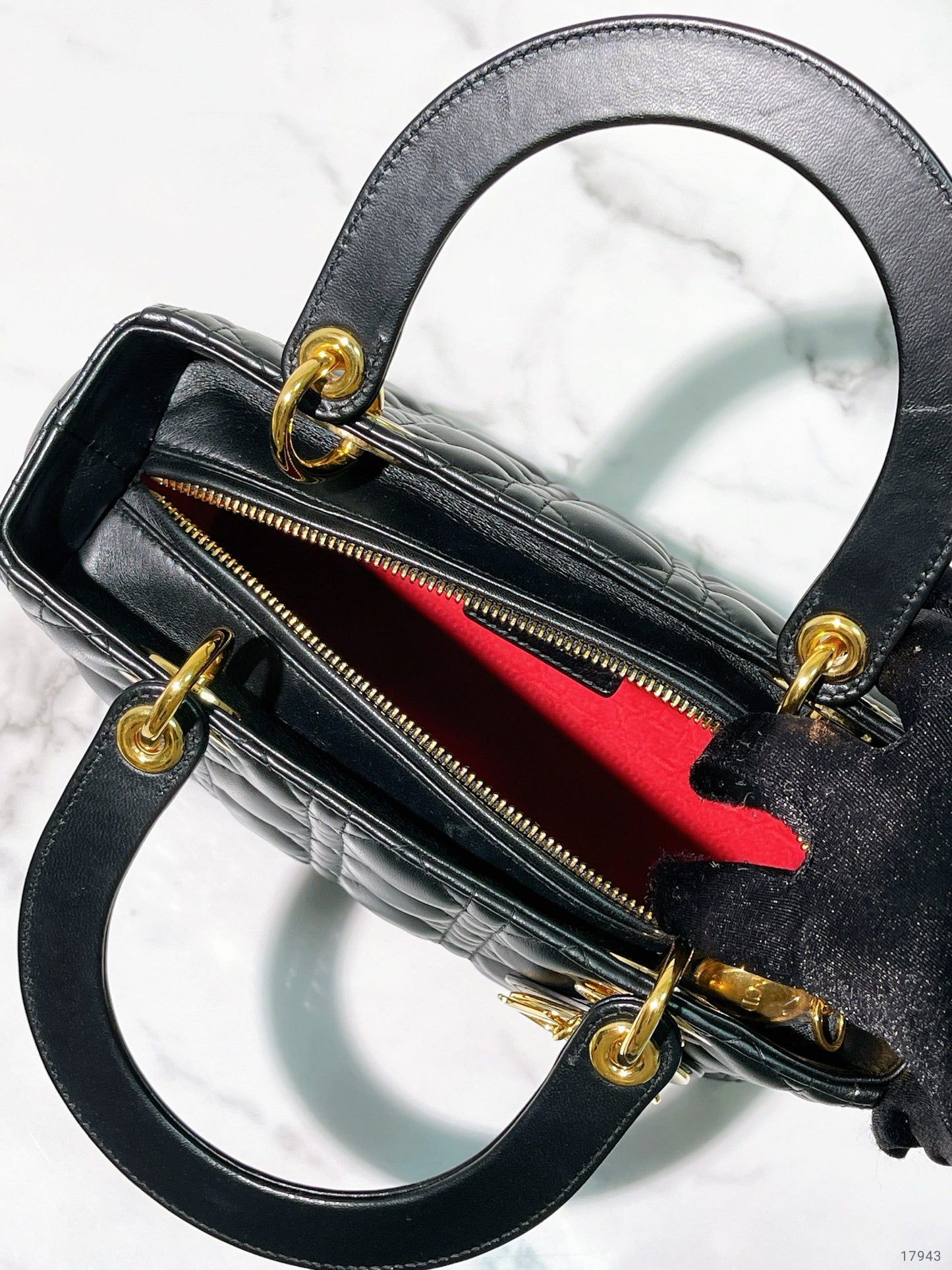 DIOR MEIDUM LADY DIOR BAG, Black/Gold