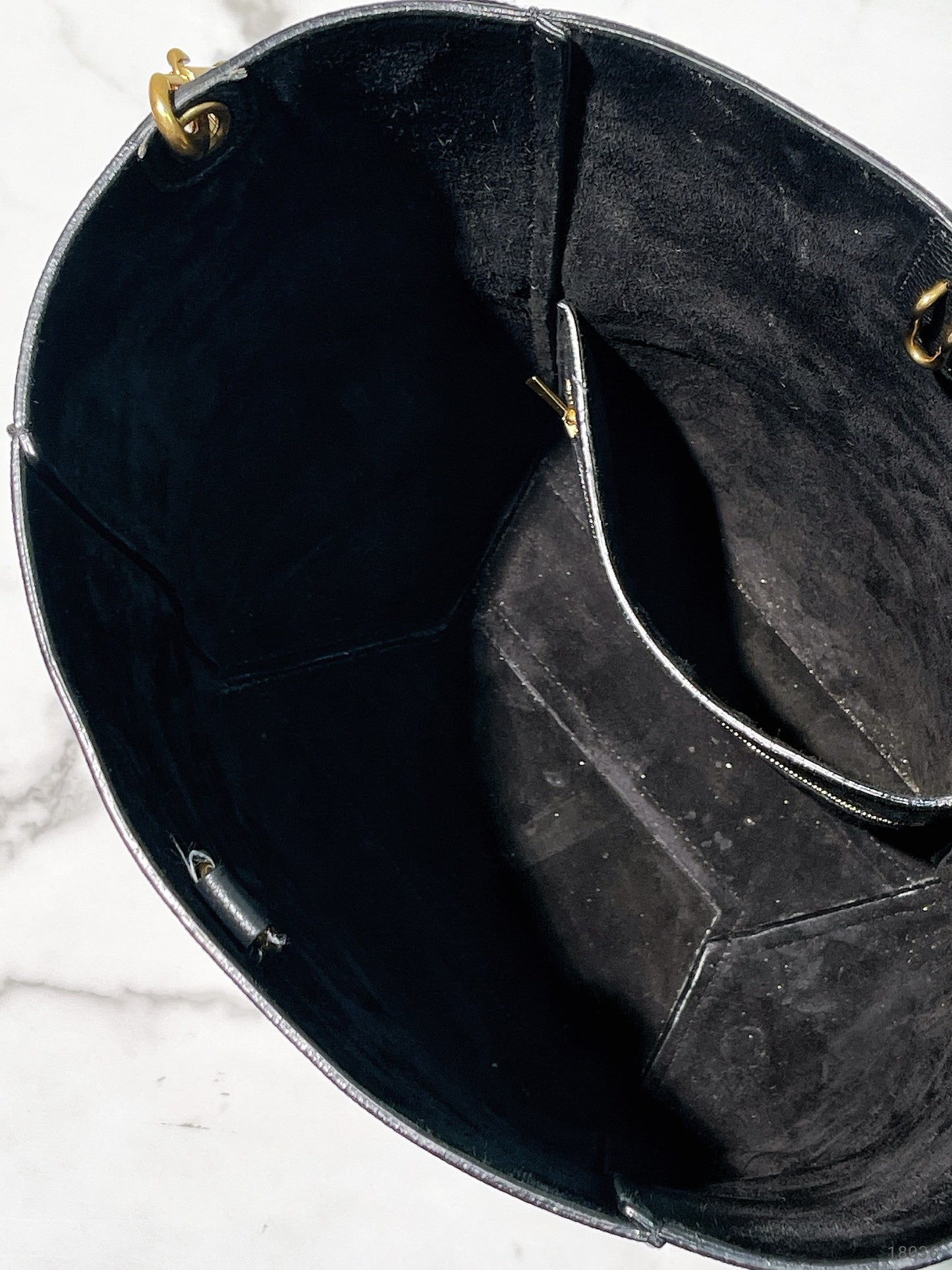 CELINE SANGLE BUCKET BAG, Black/Gold