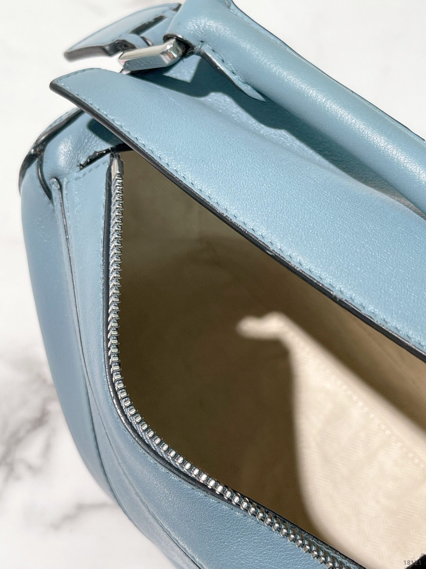 LOEWE SMALL PUZZLE BAG, Blue/Silver