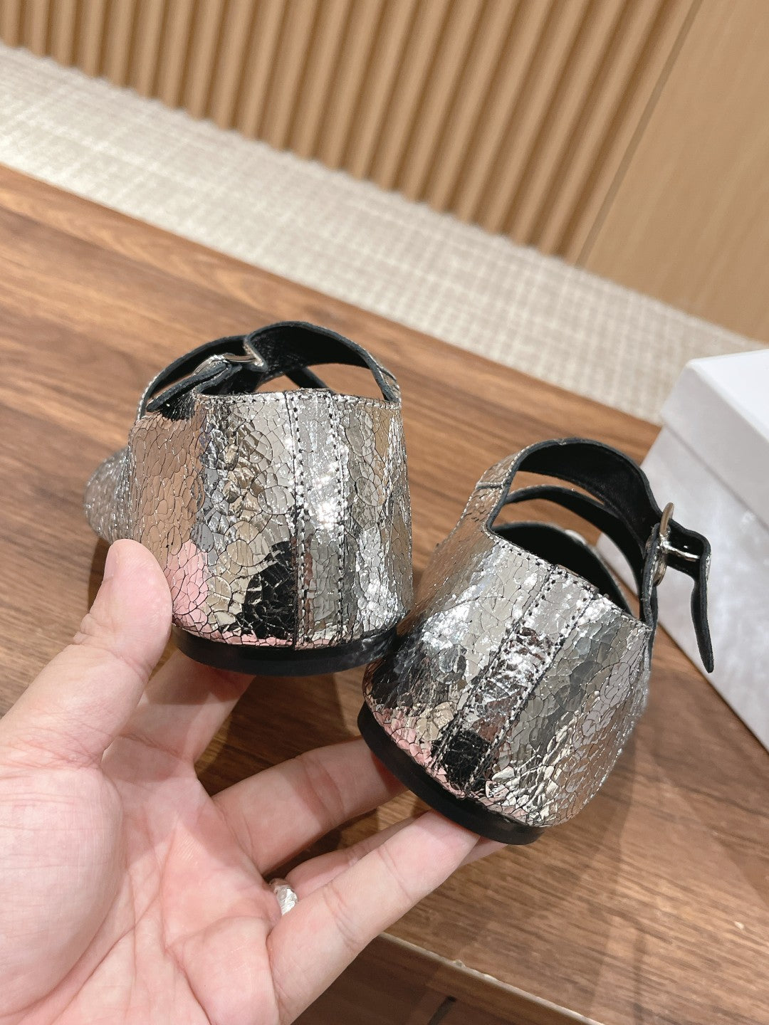 Maison Margiela Tabi Split-Toe Flats, Silver 2