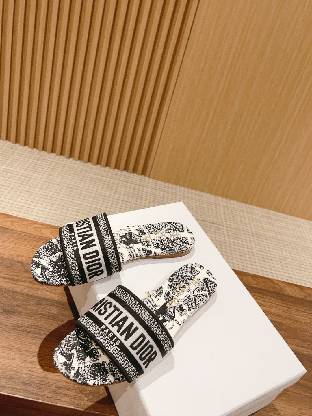 Dior Embroidered Slides, Round-Toe 03