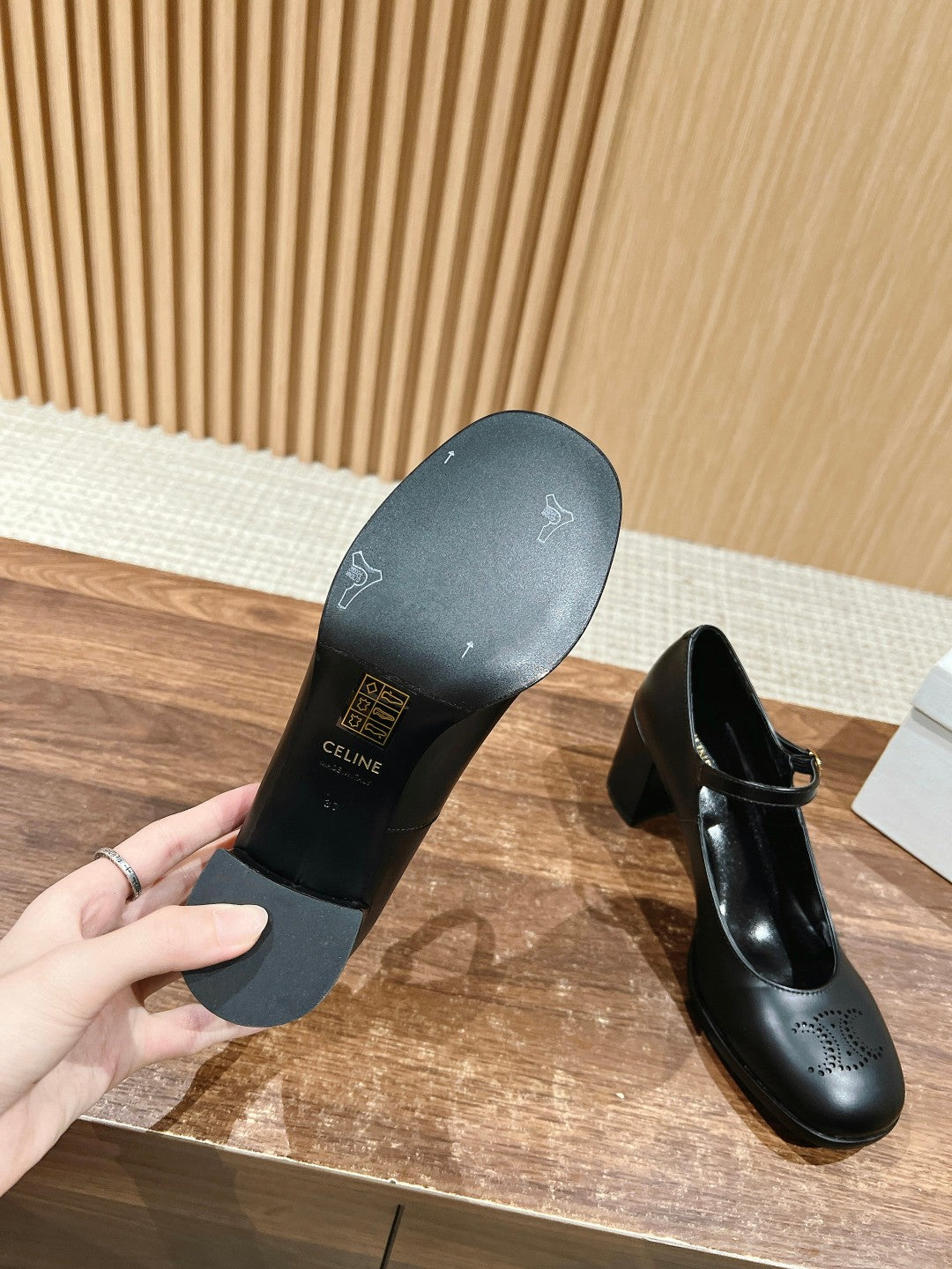 CELINE Block-Heeled Pumps, Black New