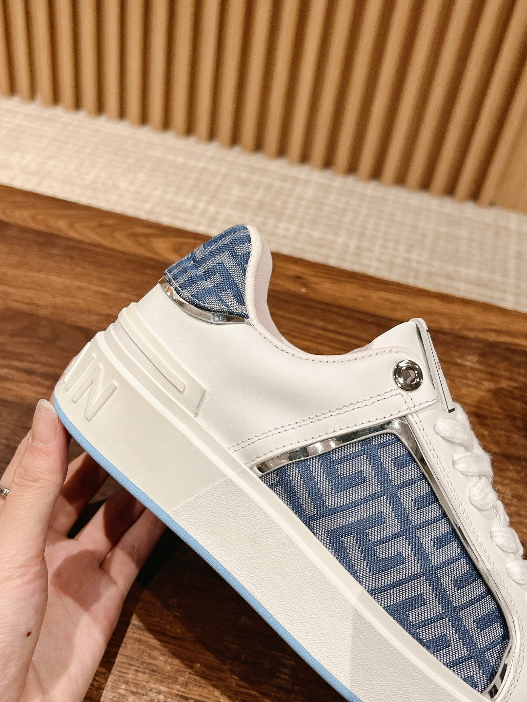 Balmain New Chunky-Sole Sneakers, Blue Sole