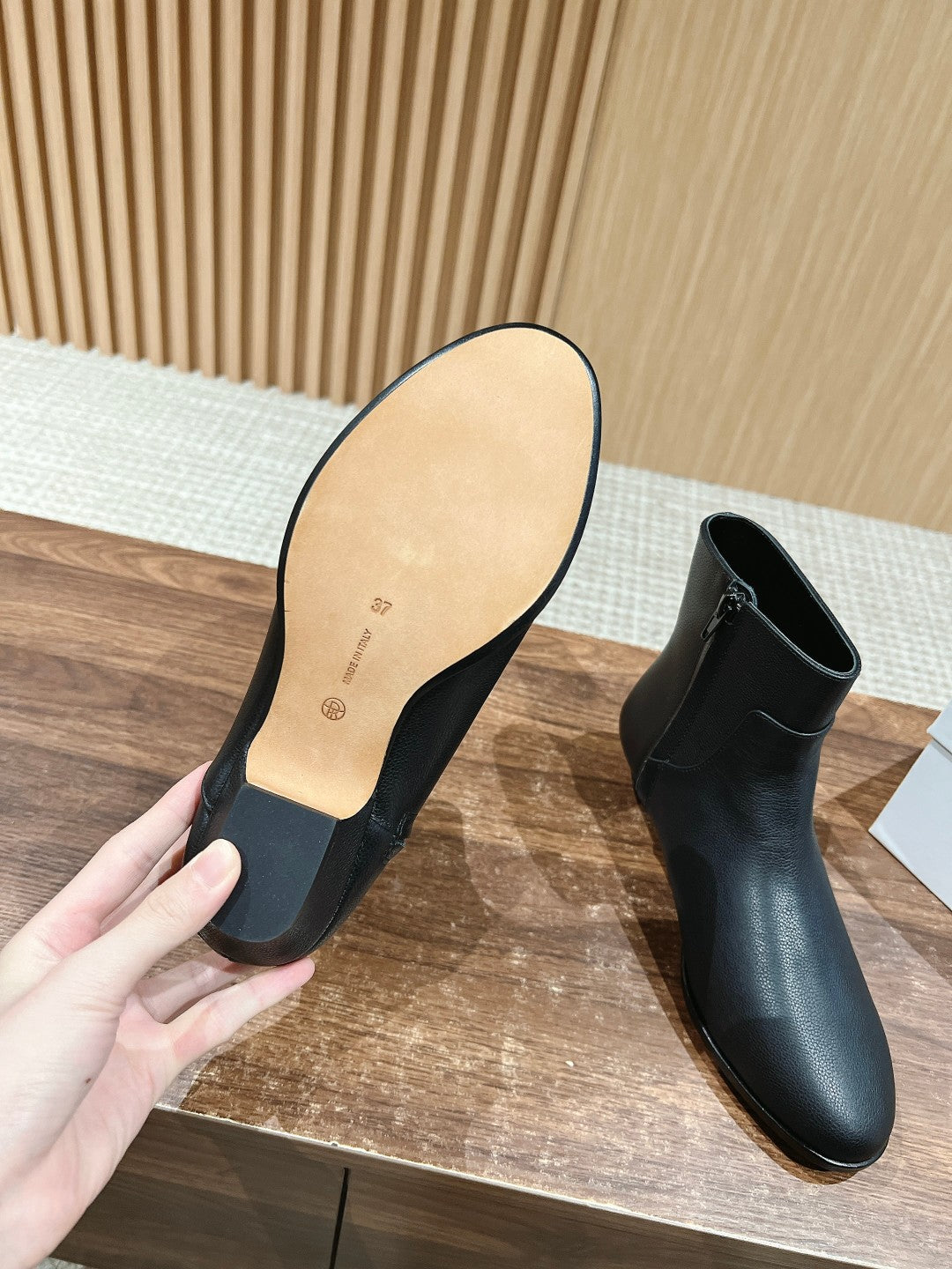 THE ROW New Round-Toe Side-Zip Ankle Boots, Black