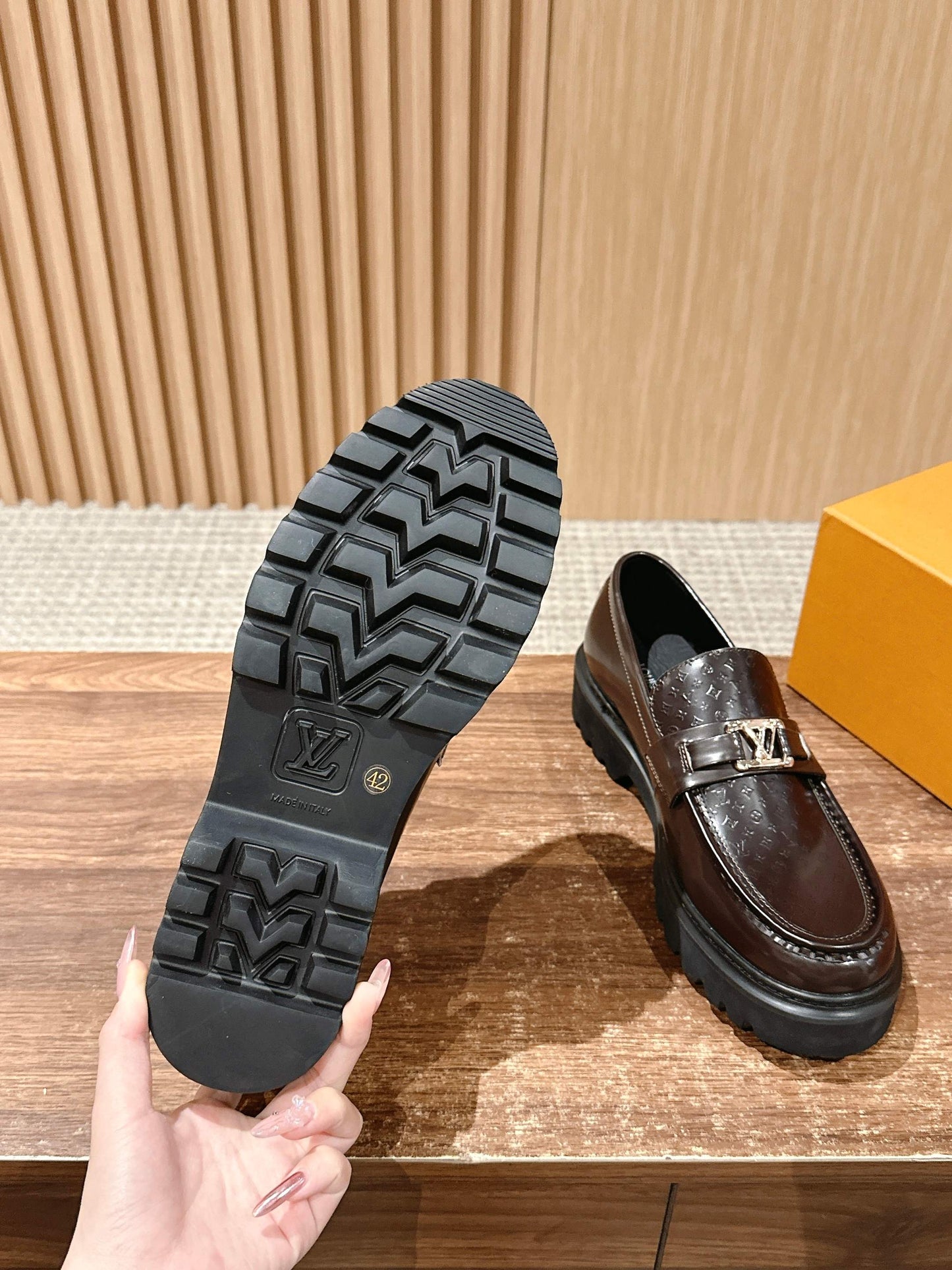 Louis Vuitton Thick-Sole Derby Mary-Jane Loafers, Brown