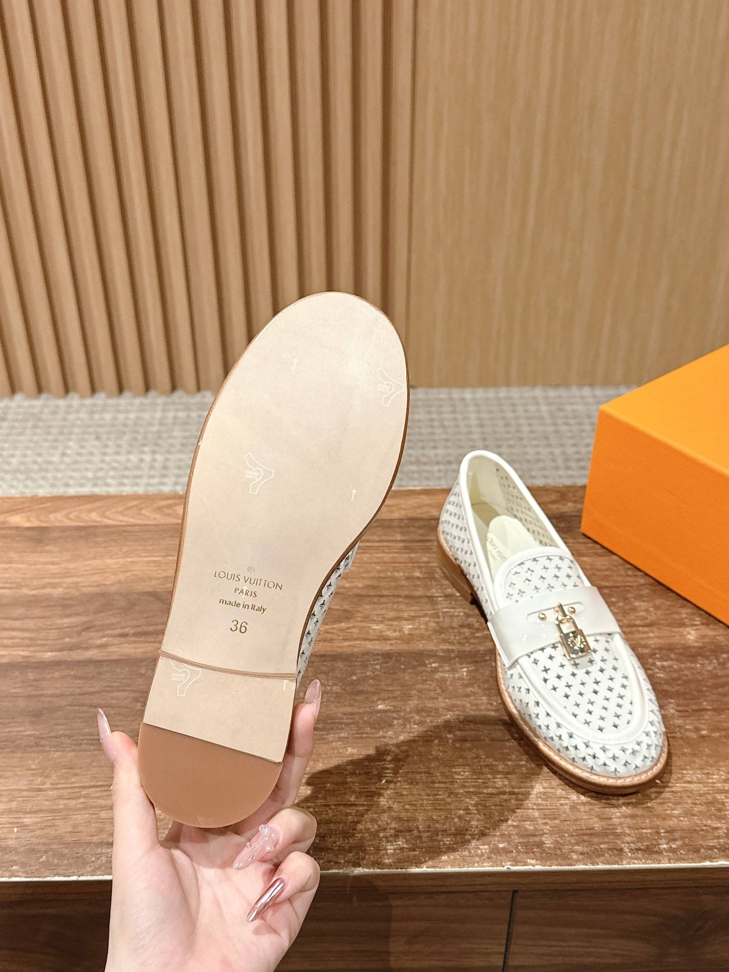 Louis Vuitton New Lock-Strap Ballet Flats – Laser-Cut Perforated Loafers, White