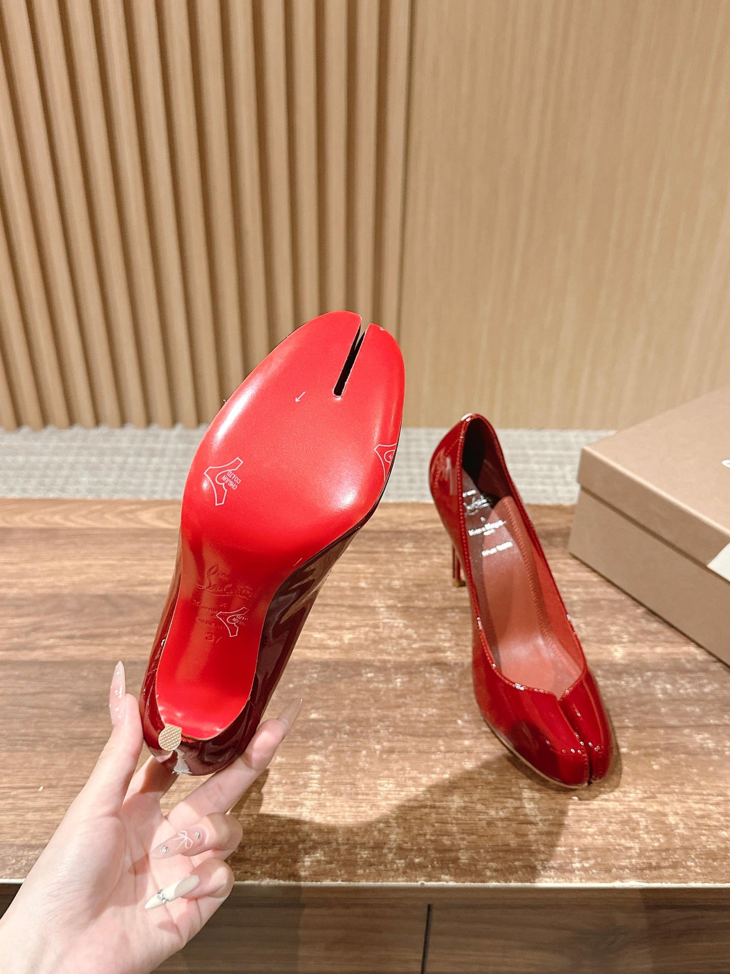 Christian Louboutin × Maison Margiela Split-Toe Stiletto Pumps, Red