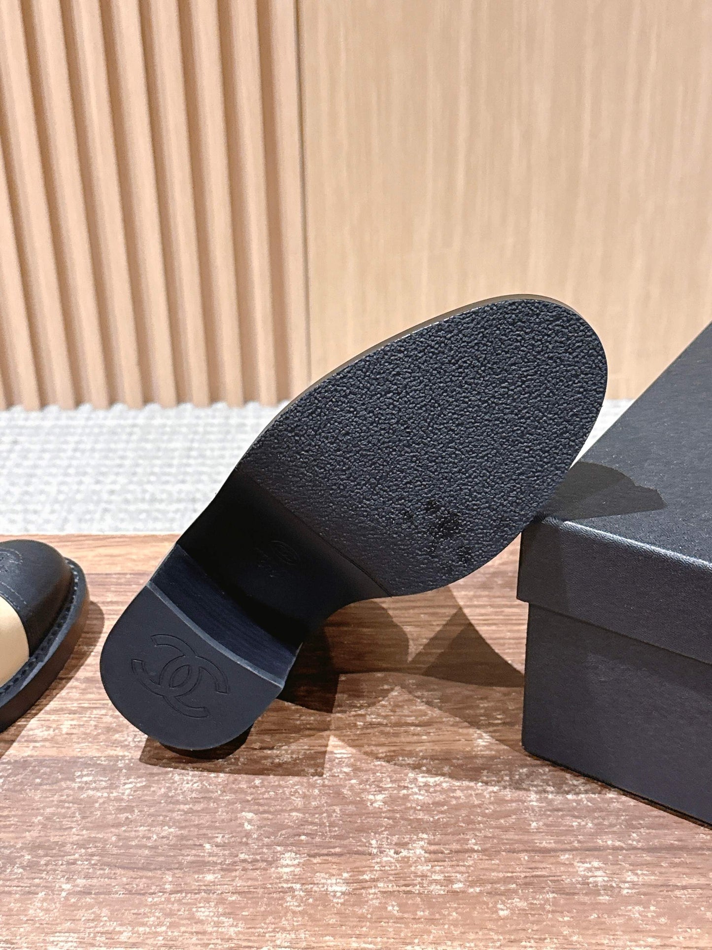 Chanel New Panelled-Chain Block-Heel Ankle Boots, Beige