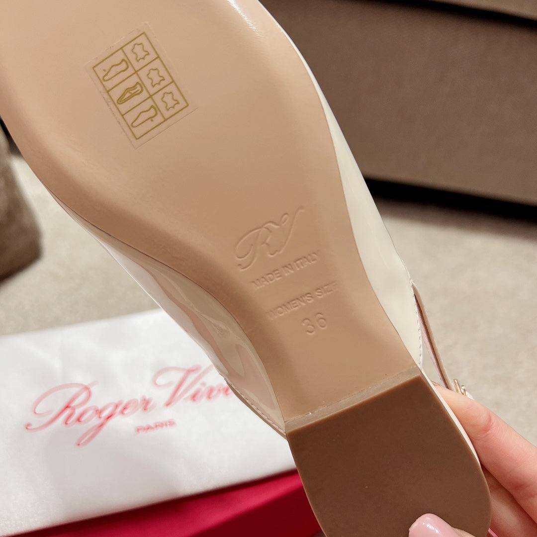 RV Chic Square-Toe Patent-Leather Flat Sandals Series 02