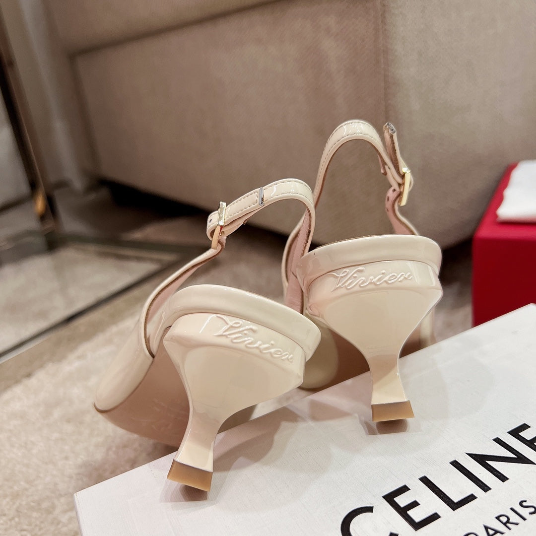 RV Virgule Kitten-Heel Backless Sandals Series 01