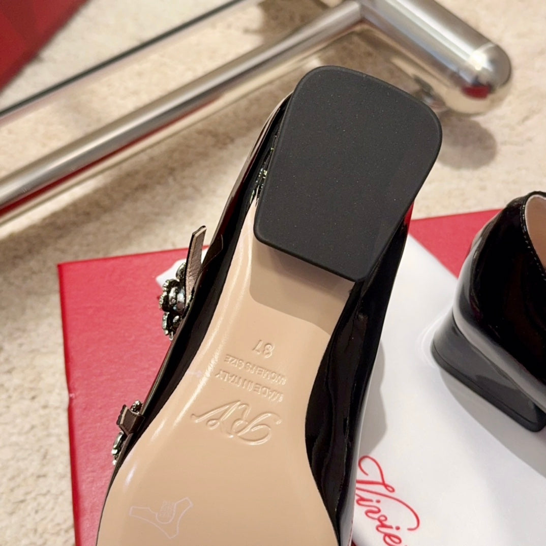 RV Limited-edition Floral Crystal-Buckle Mary Janes Series 08