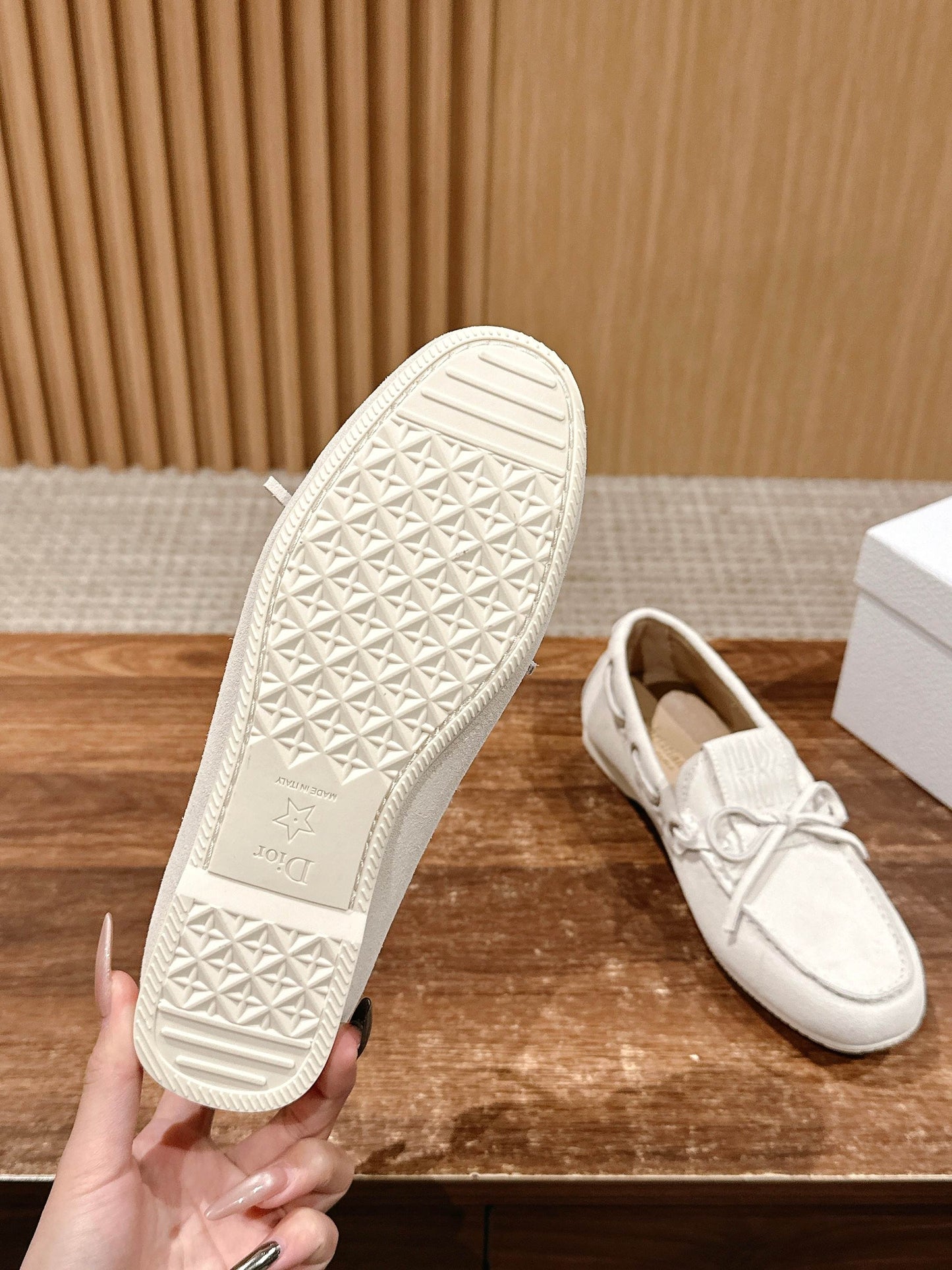 Dior Miss Dior Street Suede Loafer, White