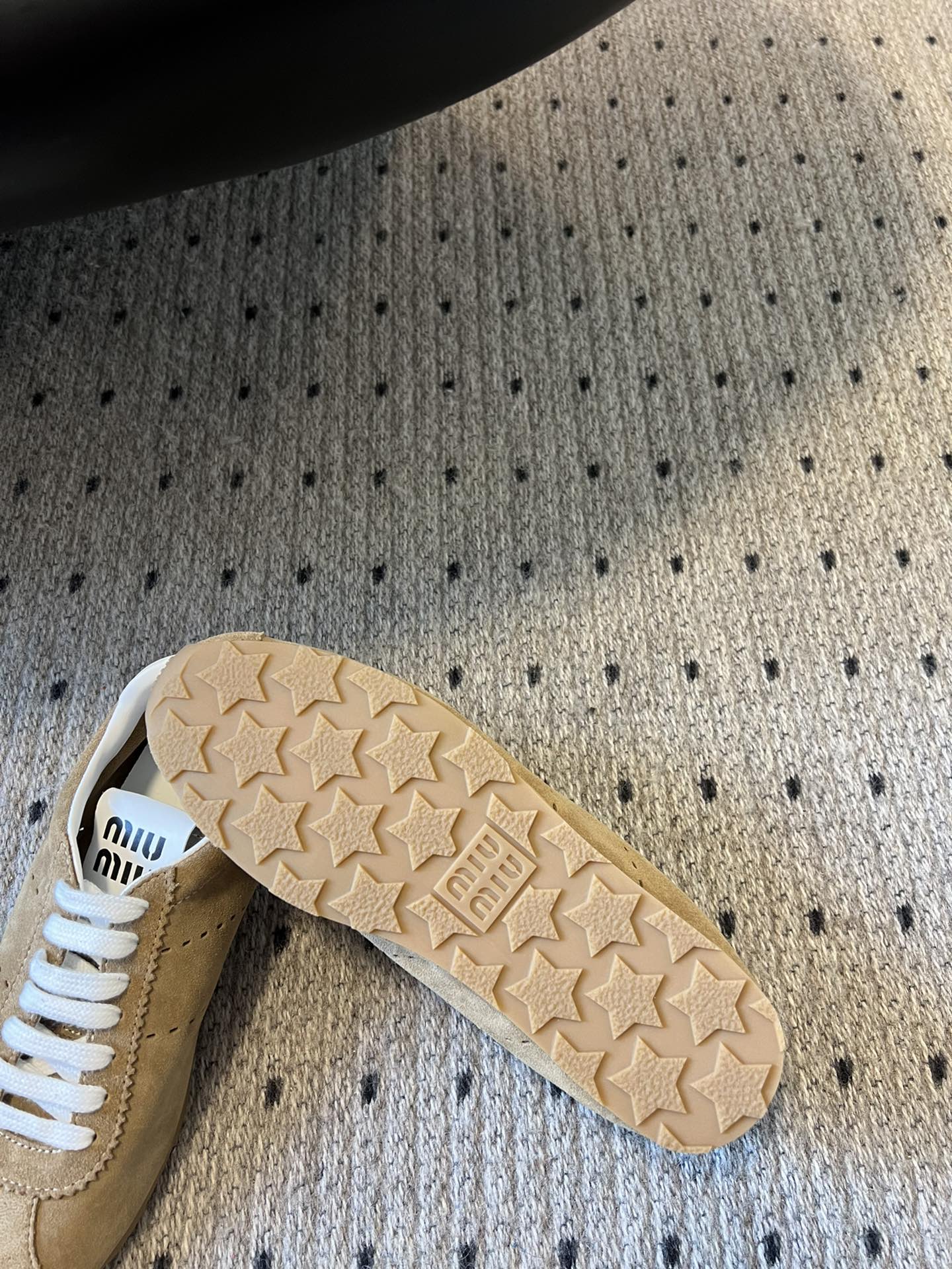 Miu Miu Plume Suede Sneakers, Sand Beige