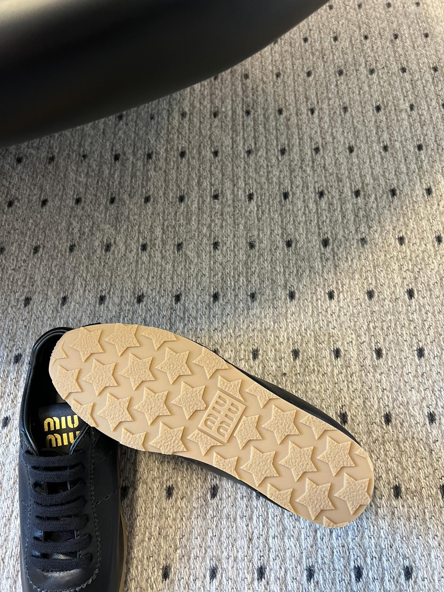 Miu Miu Plume leather Sneakers, Black