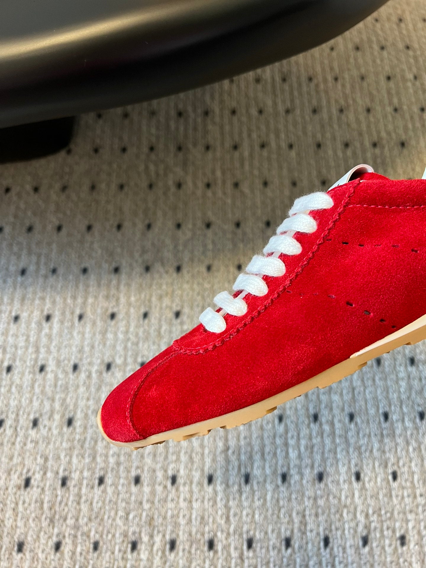Miu Miu Plume Suede Sneakers, Red