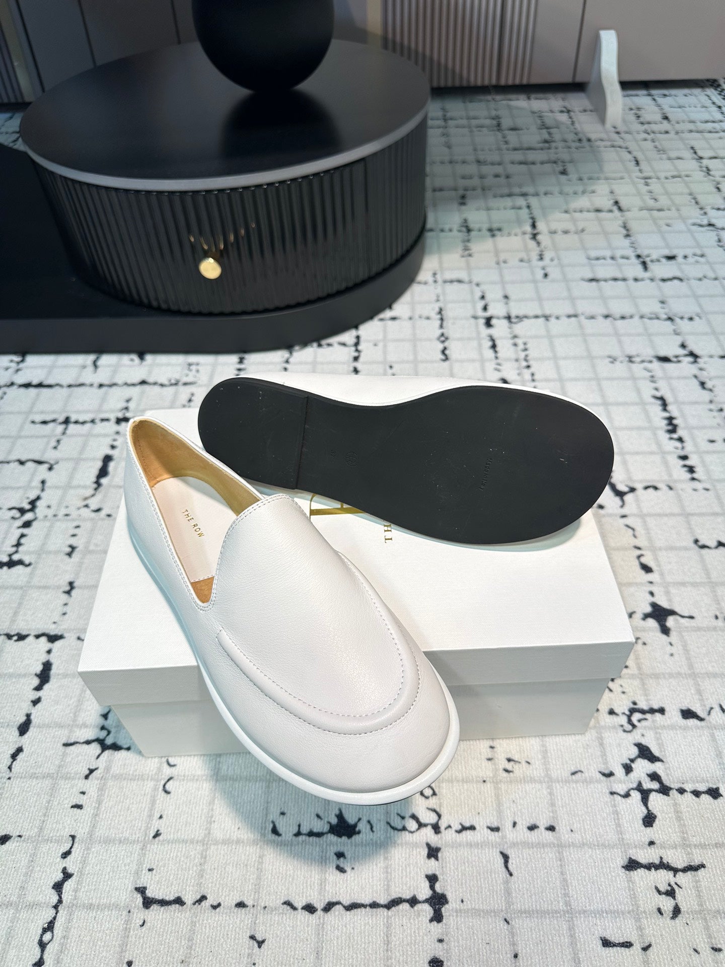 The Row Canal Loafer in Leather, Off-White