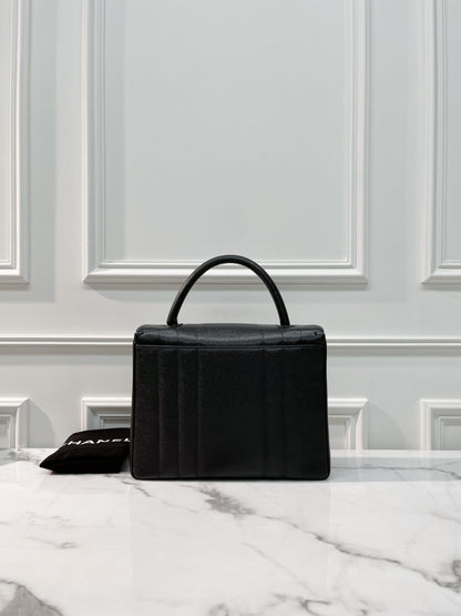 CHANEL TOP HANDLE BAG, BLACK/GOLD