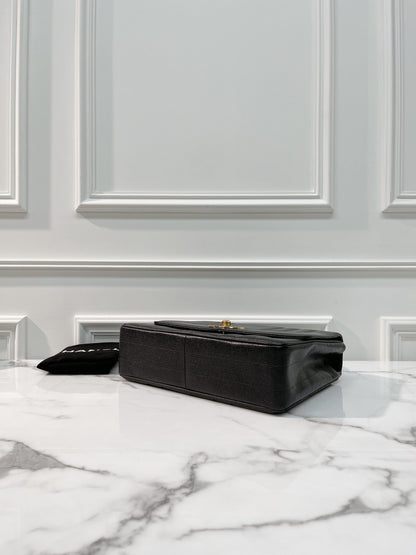 CHANEL TOP HANDLE BAG, BLACK/GOLD