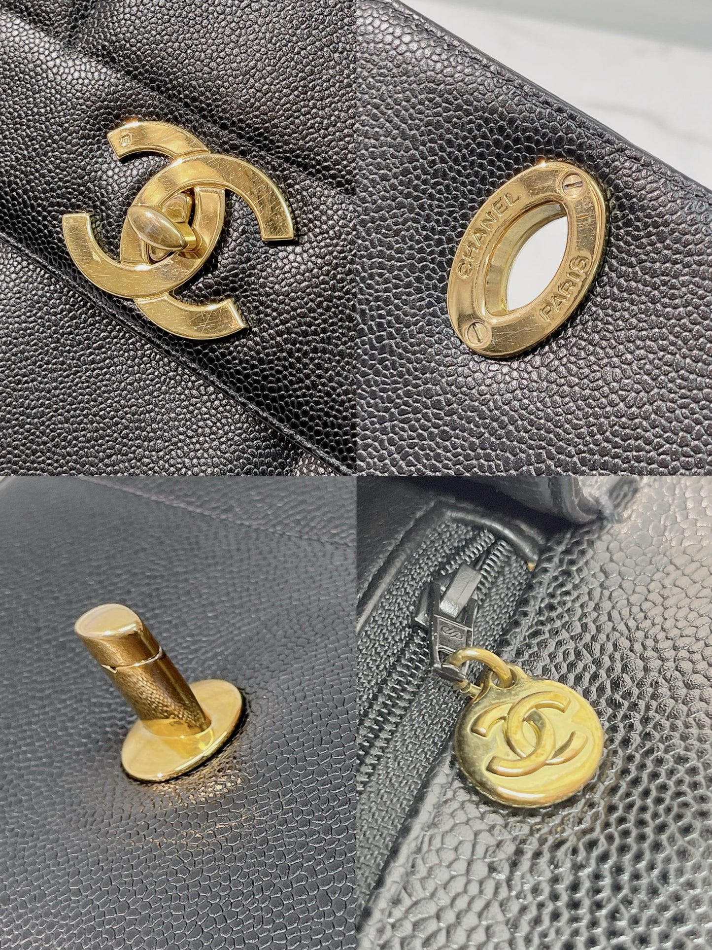 CHANEL TOP HANDLE BAG, BLACK/GOLD