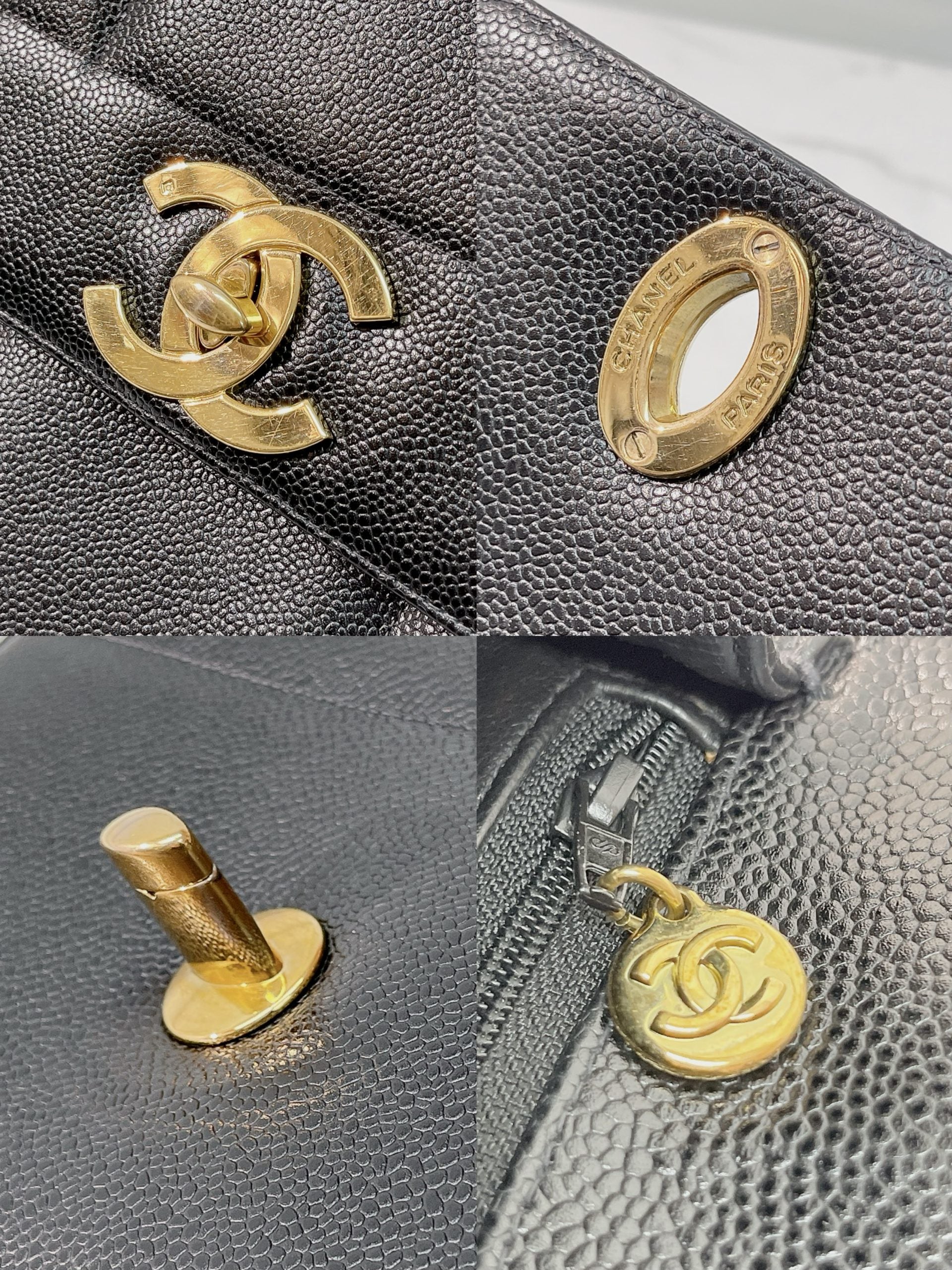 CHANEL TOP HANDLE BAG, BLACK/GOLD